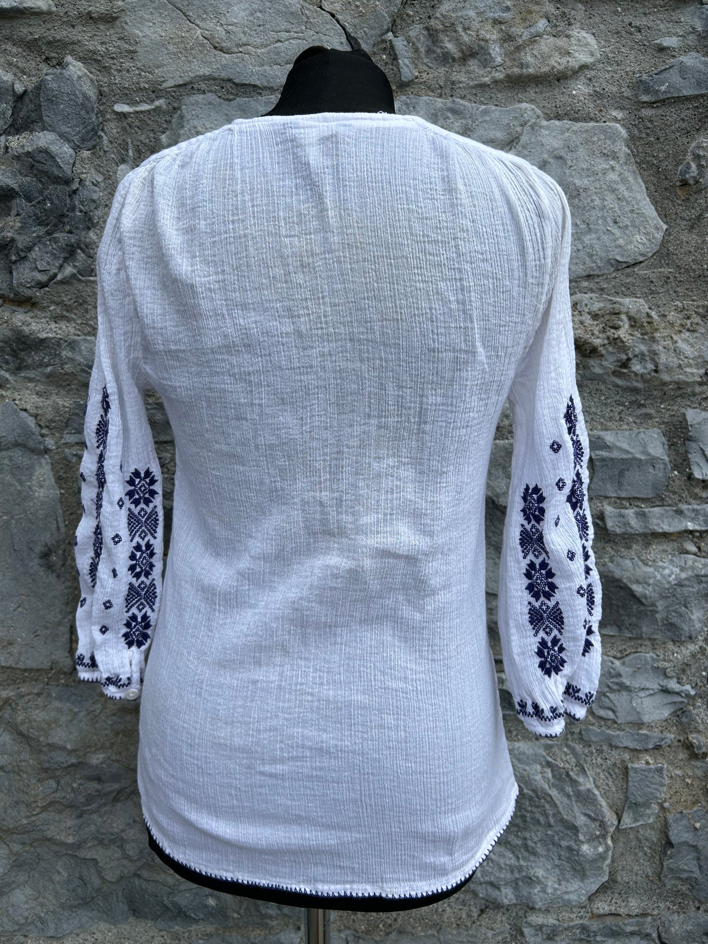 White embroidered blouse uk 8
