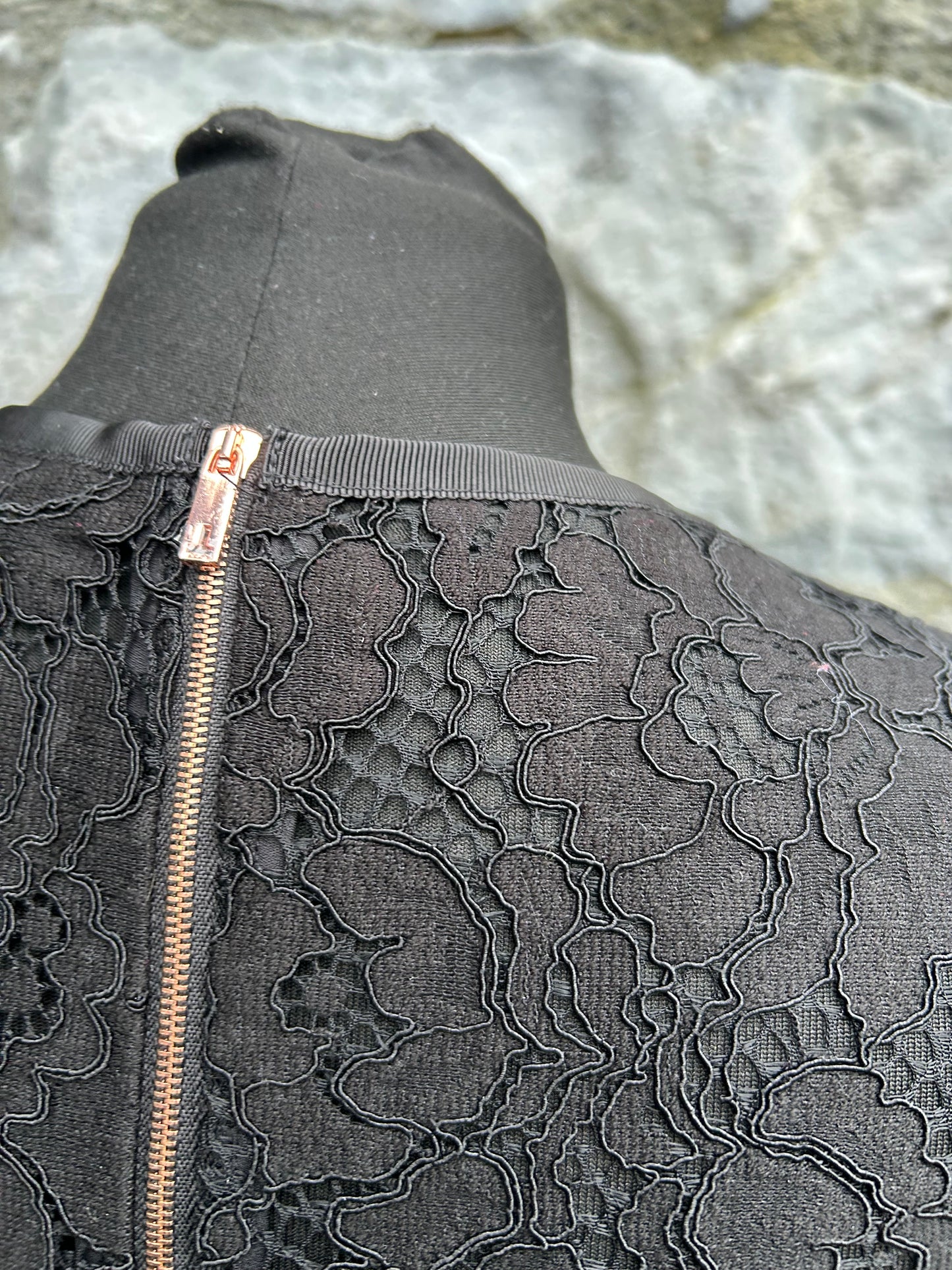 Black lace back top uk 6-8
