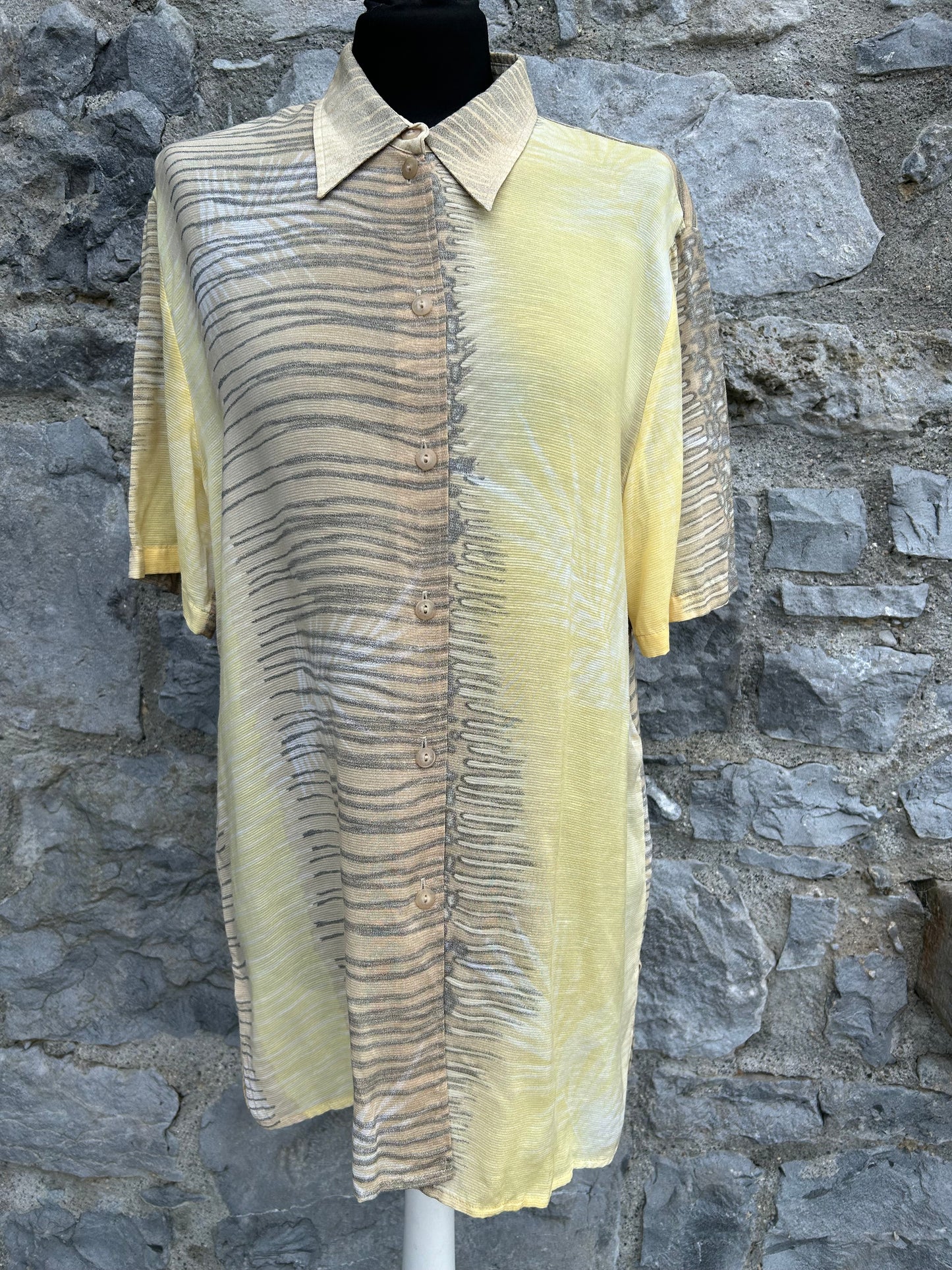 90s yellow&grey shirt uk 12-14