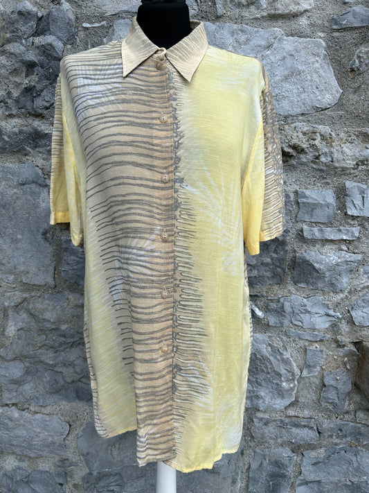 90s yellow&grey shirt uk 12-14