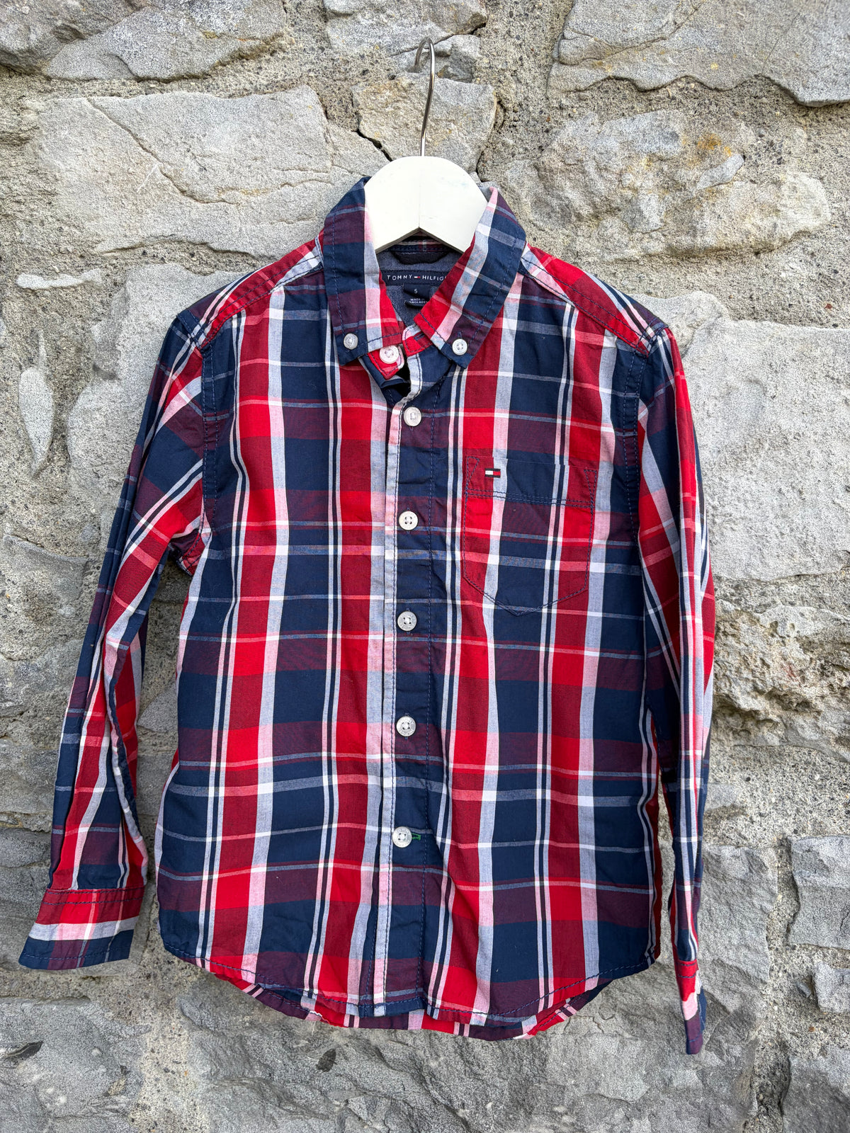 TH Red&navy check shirt 5y (110cm)