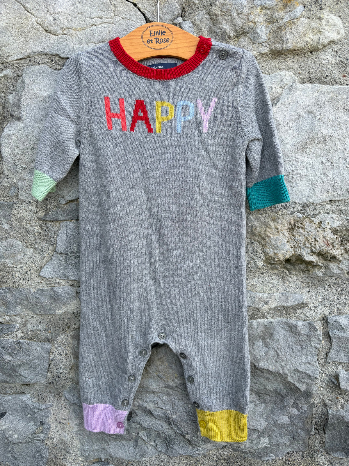 Happy grey knitted onesie 3-6m (62-68cm)