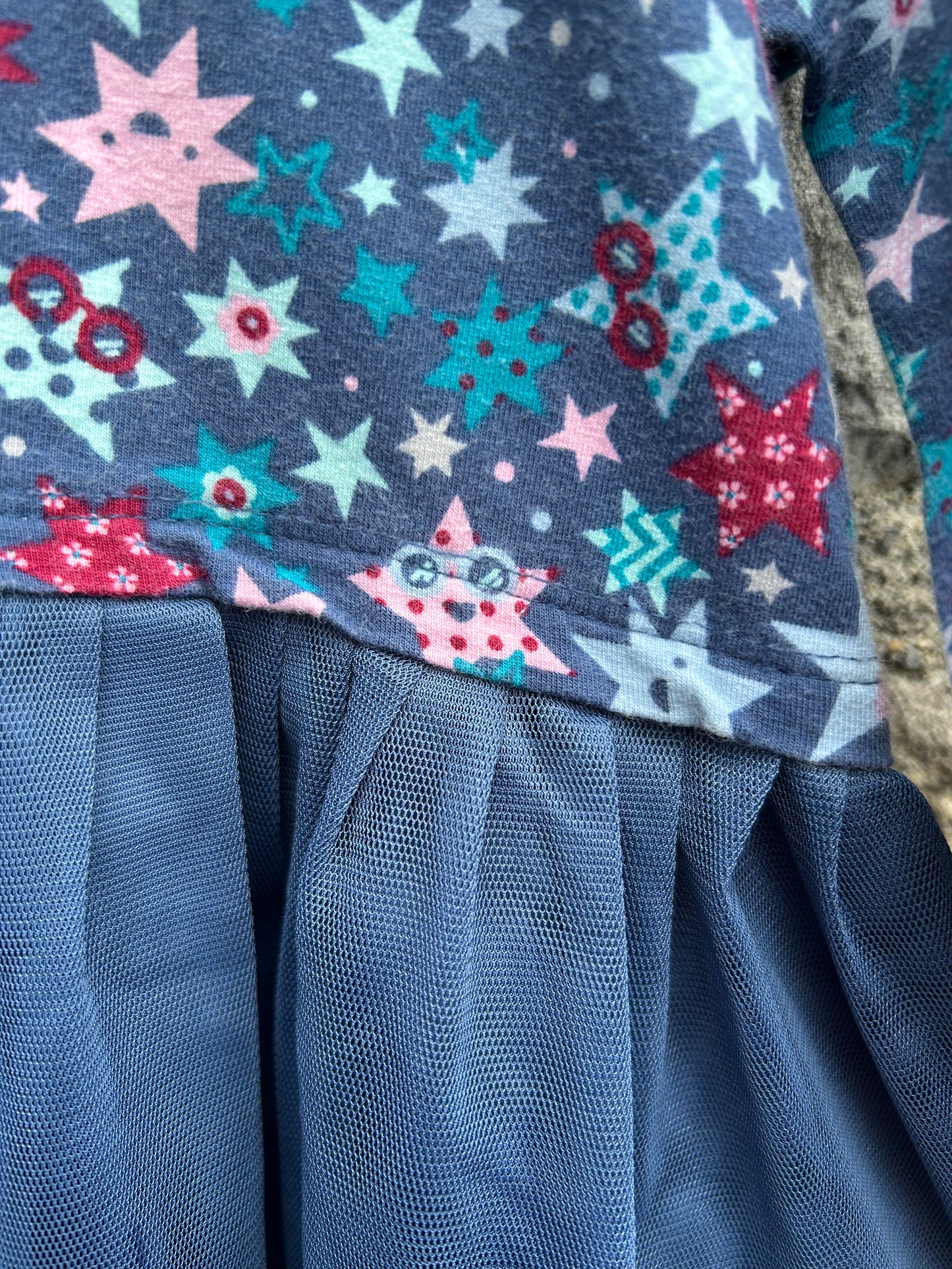 Stars steel blue dress  12-18m (80-86cm)