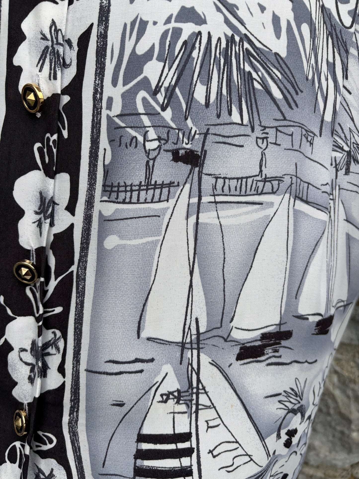 80s Black&white sailing shirt Medium