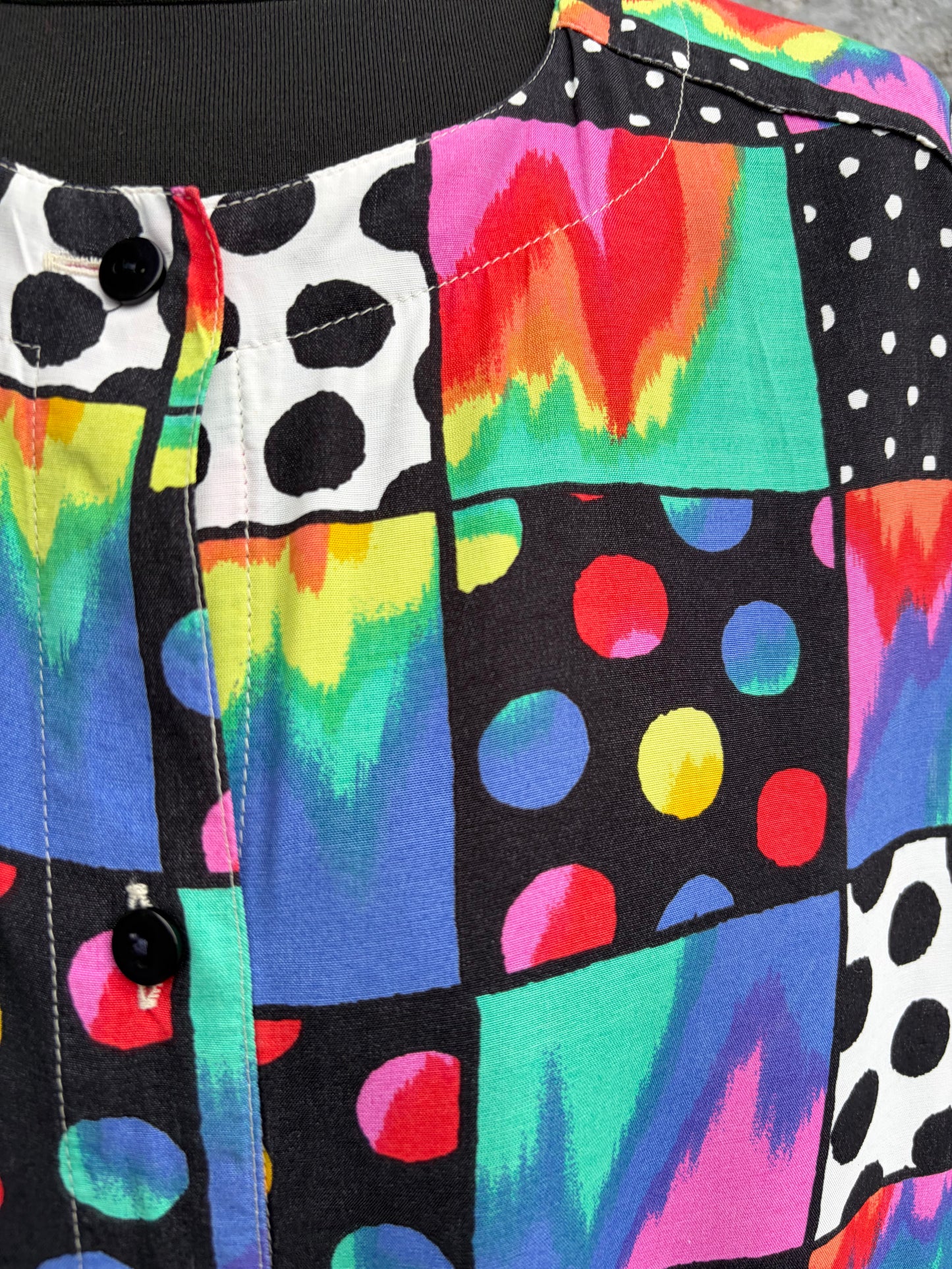 80s colourful patchwork shirt uk 16