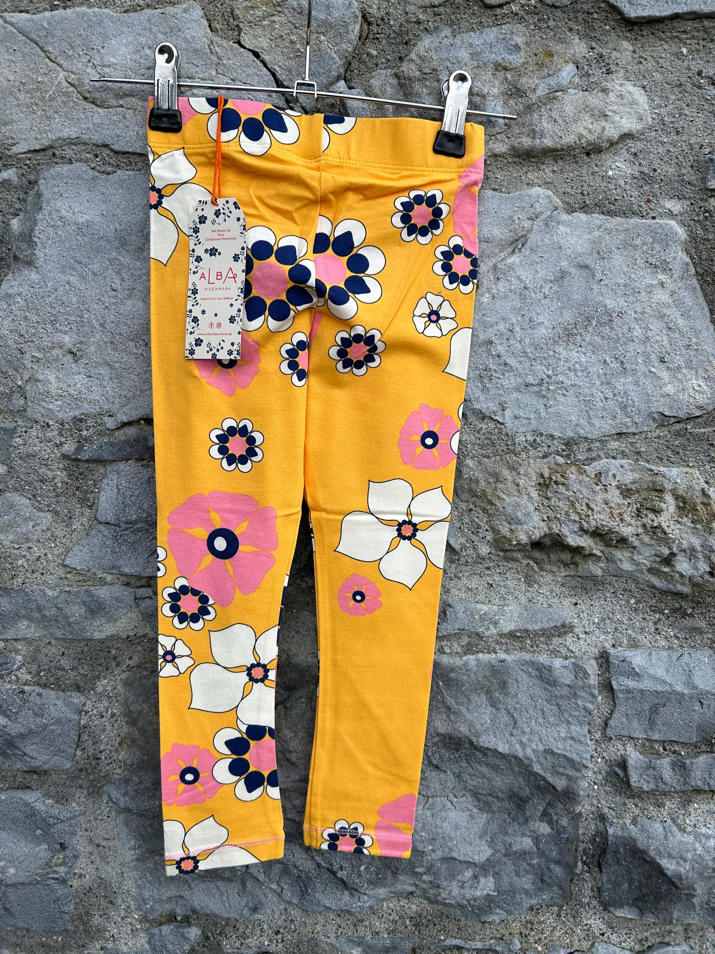 Yellow floral leggings  3y (98cm)