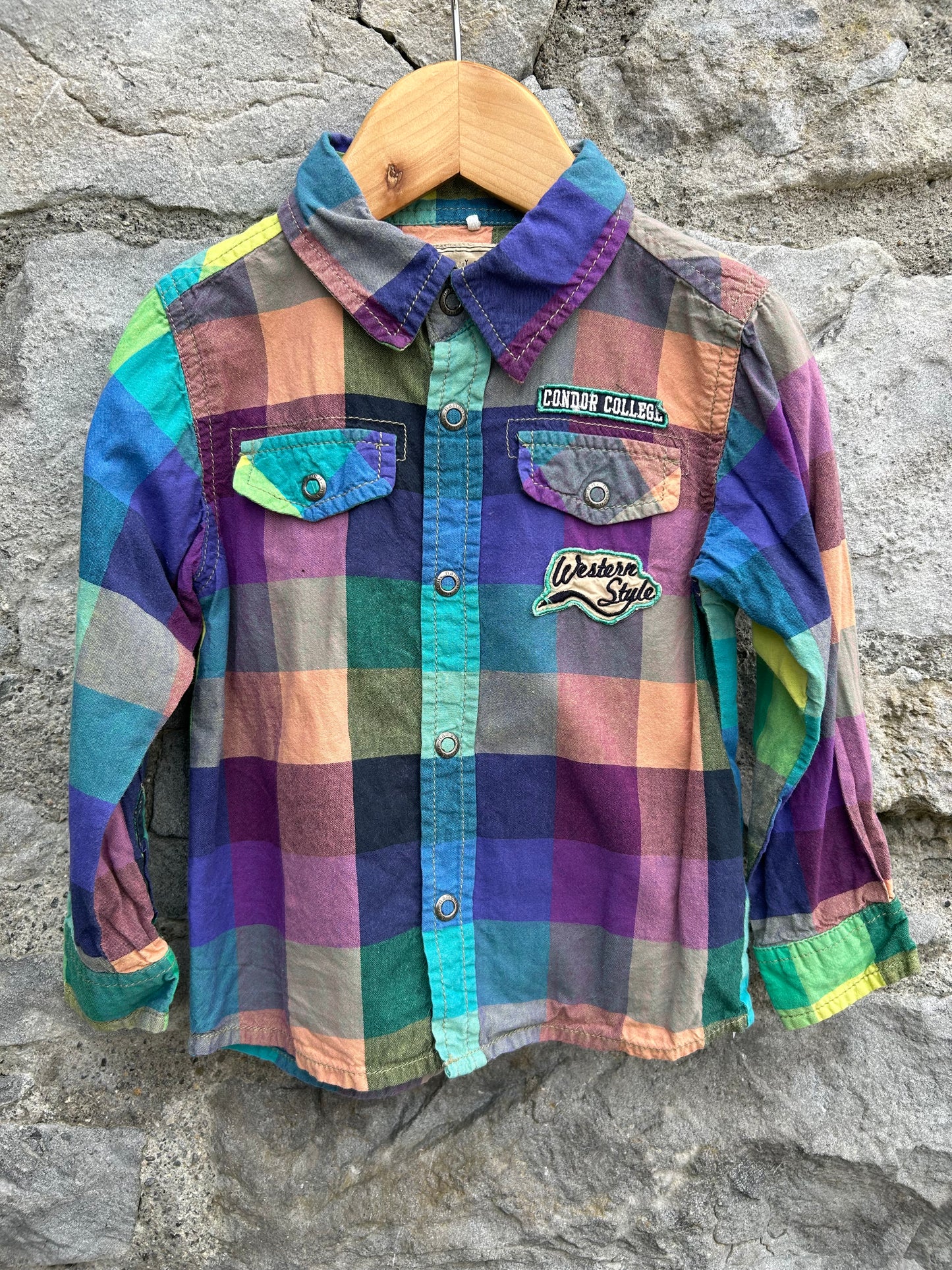 Rainbow check shirt 12-18m (80-86cm)