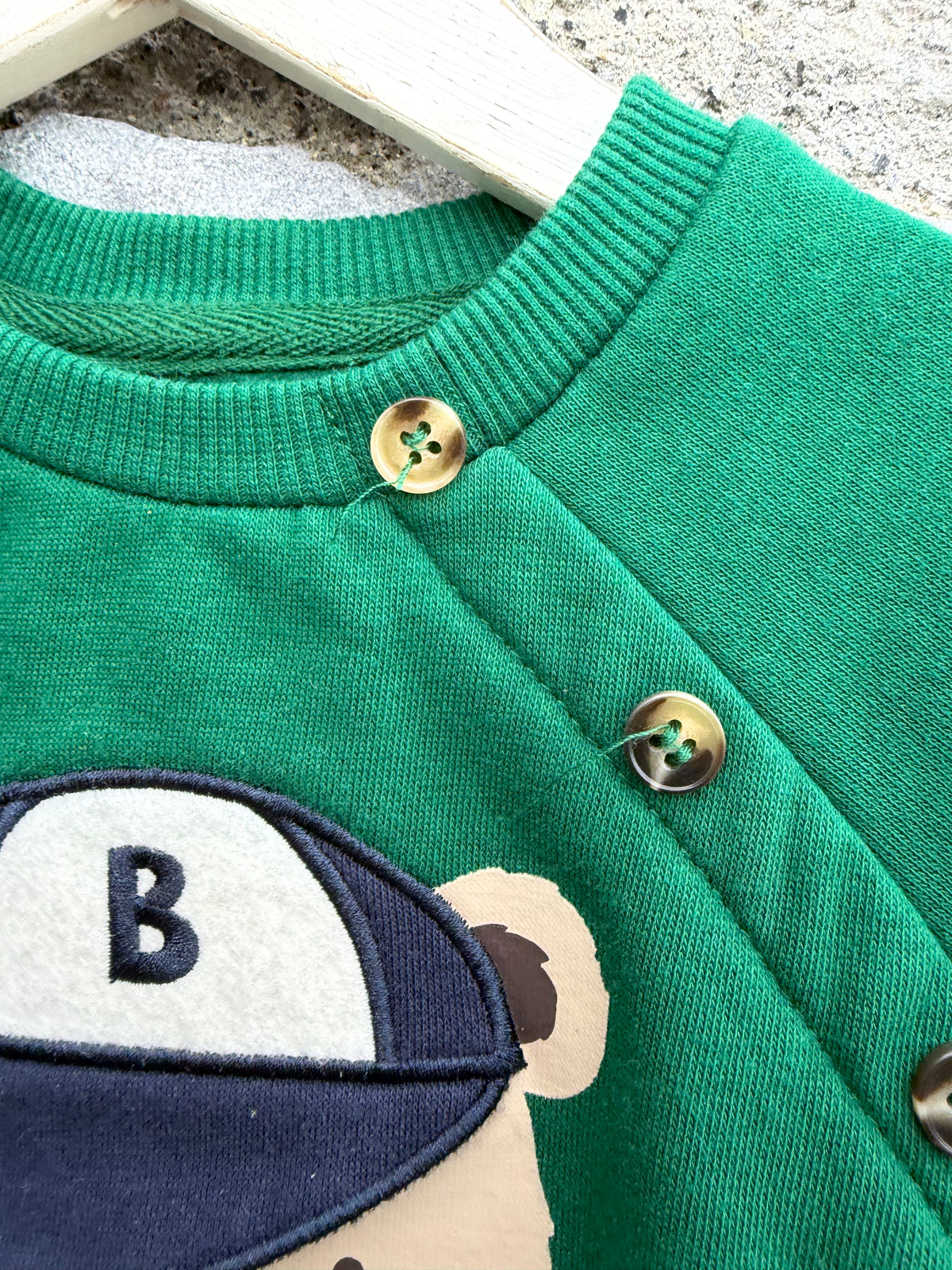 Baseball bear green sweatshirt  9-12m (74-80cm)