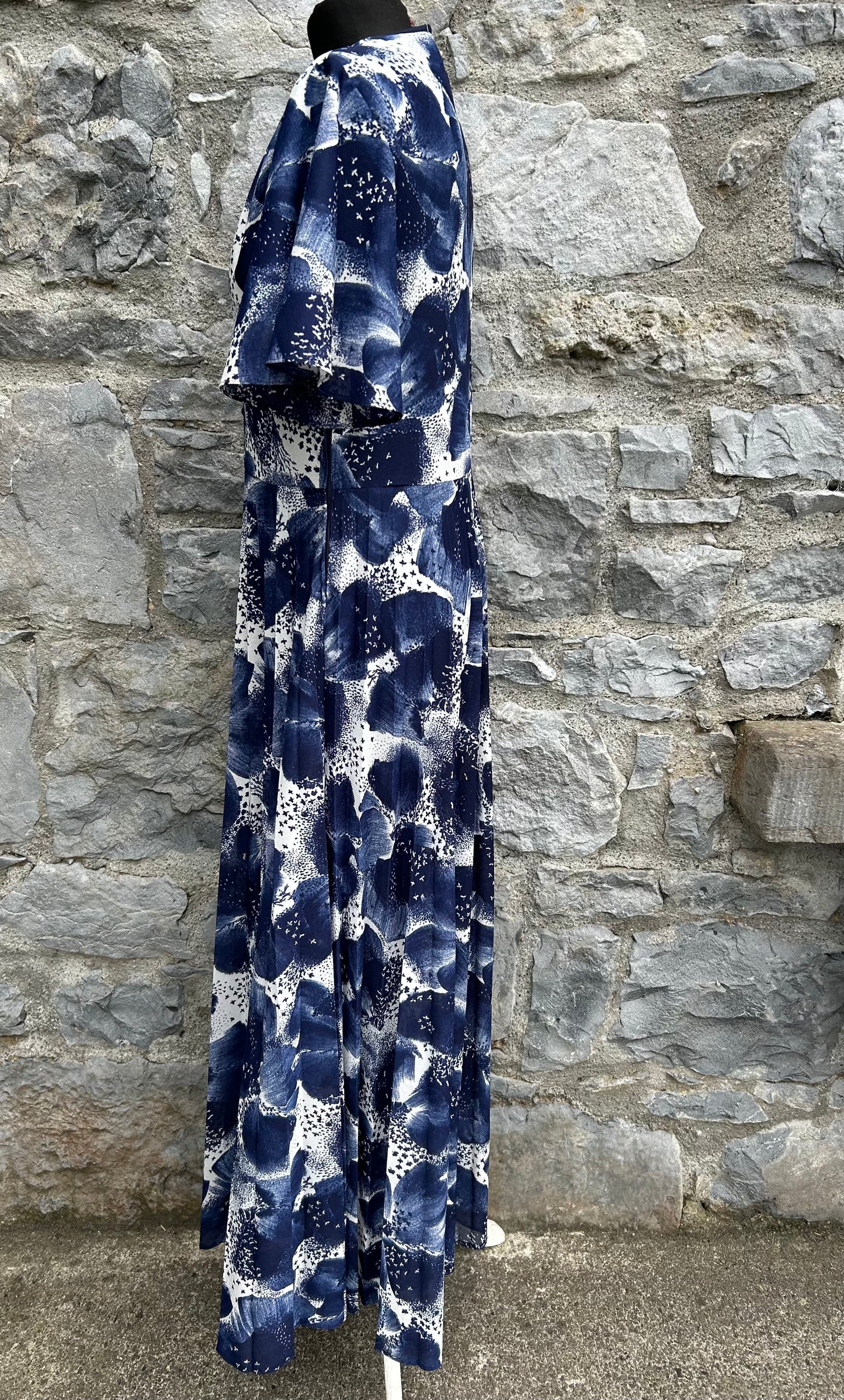 70s Blue&navy maxi dress uk 12