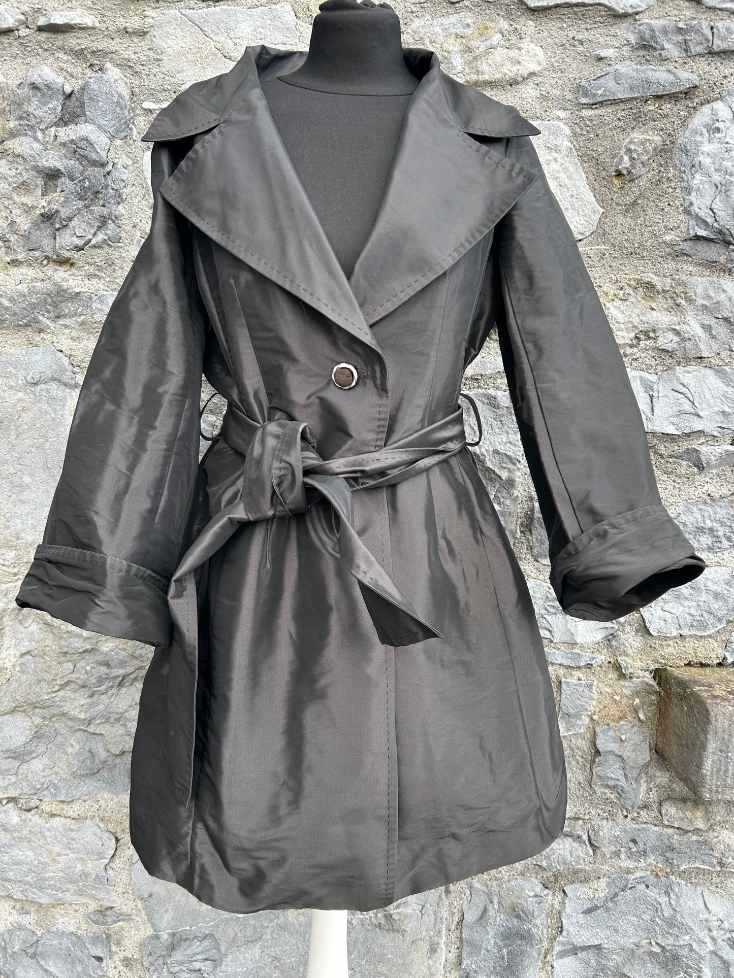Shiny black lightweight coat uk 12