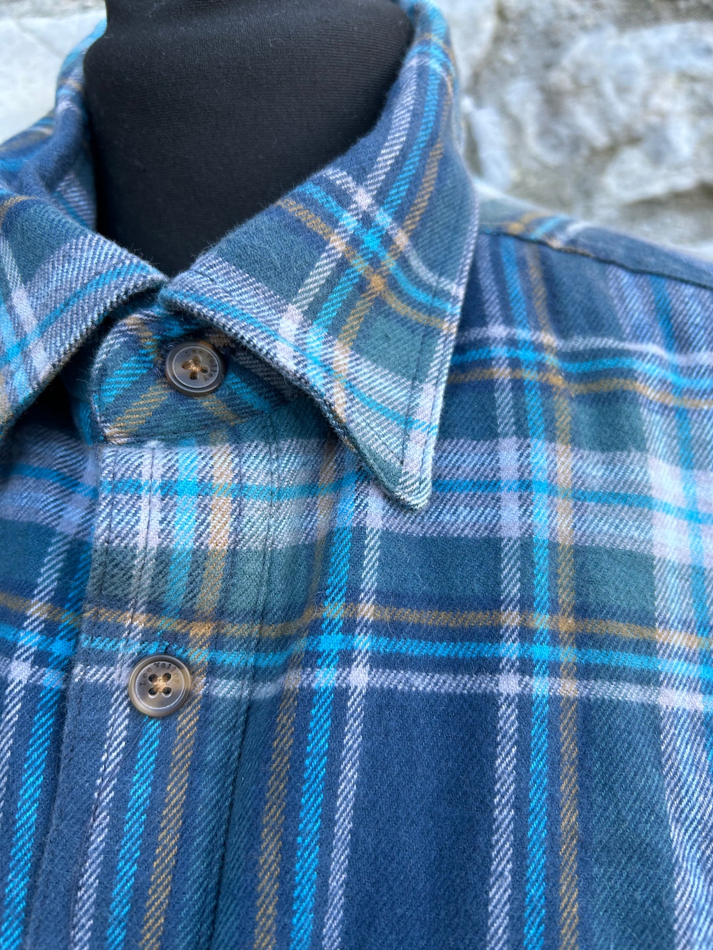 Blue check flannel lined shirt Small