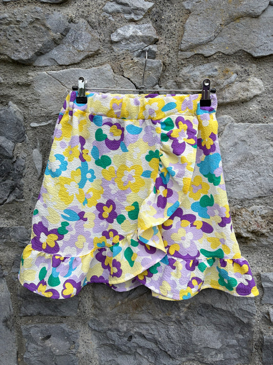 Purple&yellow floral skirt 12y (152cm)