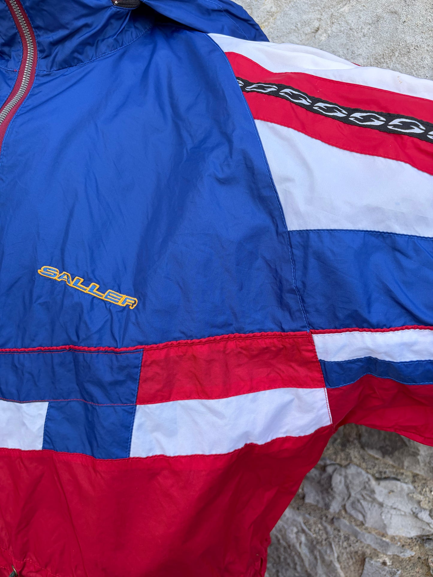 80s Red&blue windbreaker jacket Large