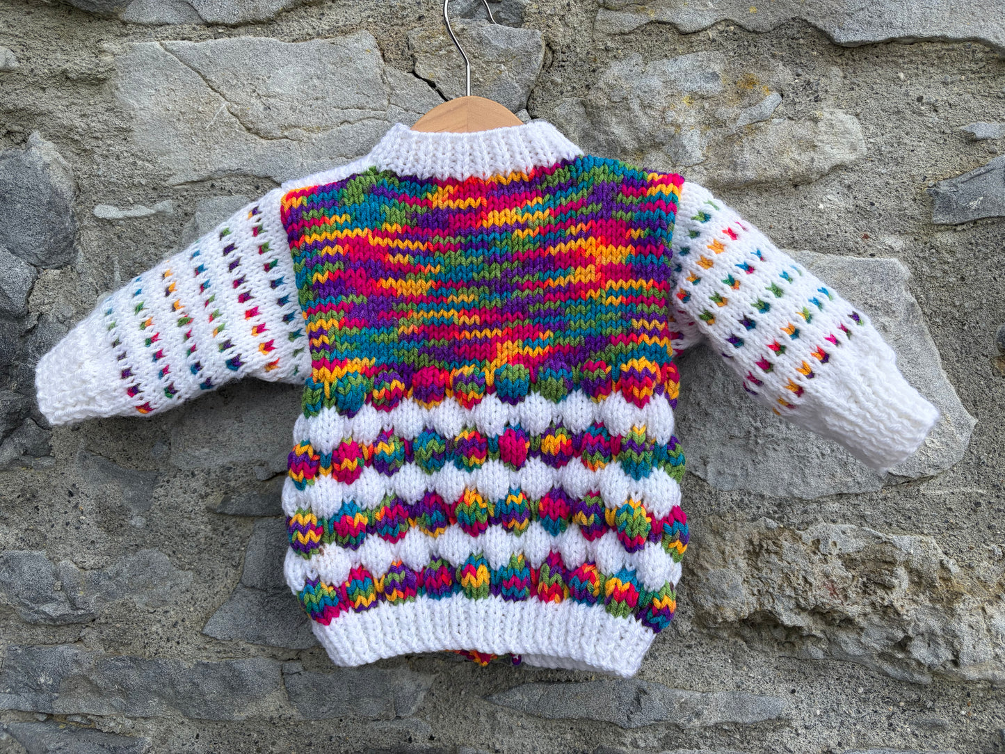 White&rainbow bubble knit cardigan  6-9m (68-74cm)
