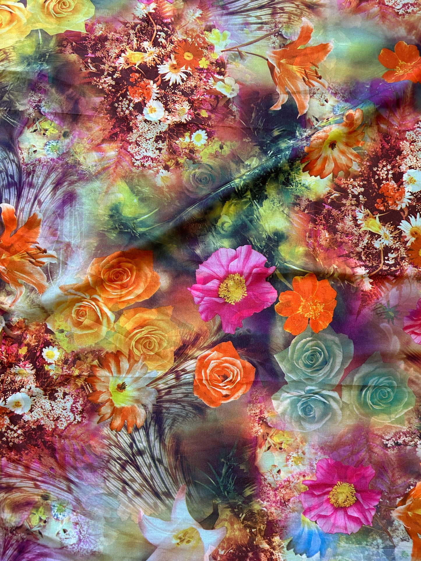 Green&floral scarf
