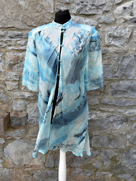 City blue silk tunic uk 12-14