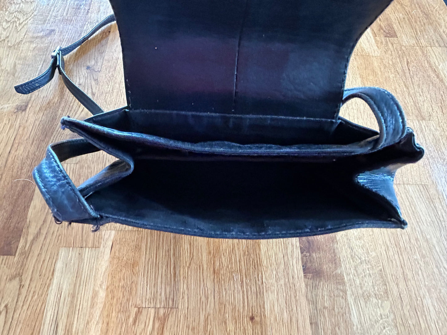 Small black leather crossbody bag