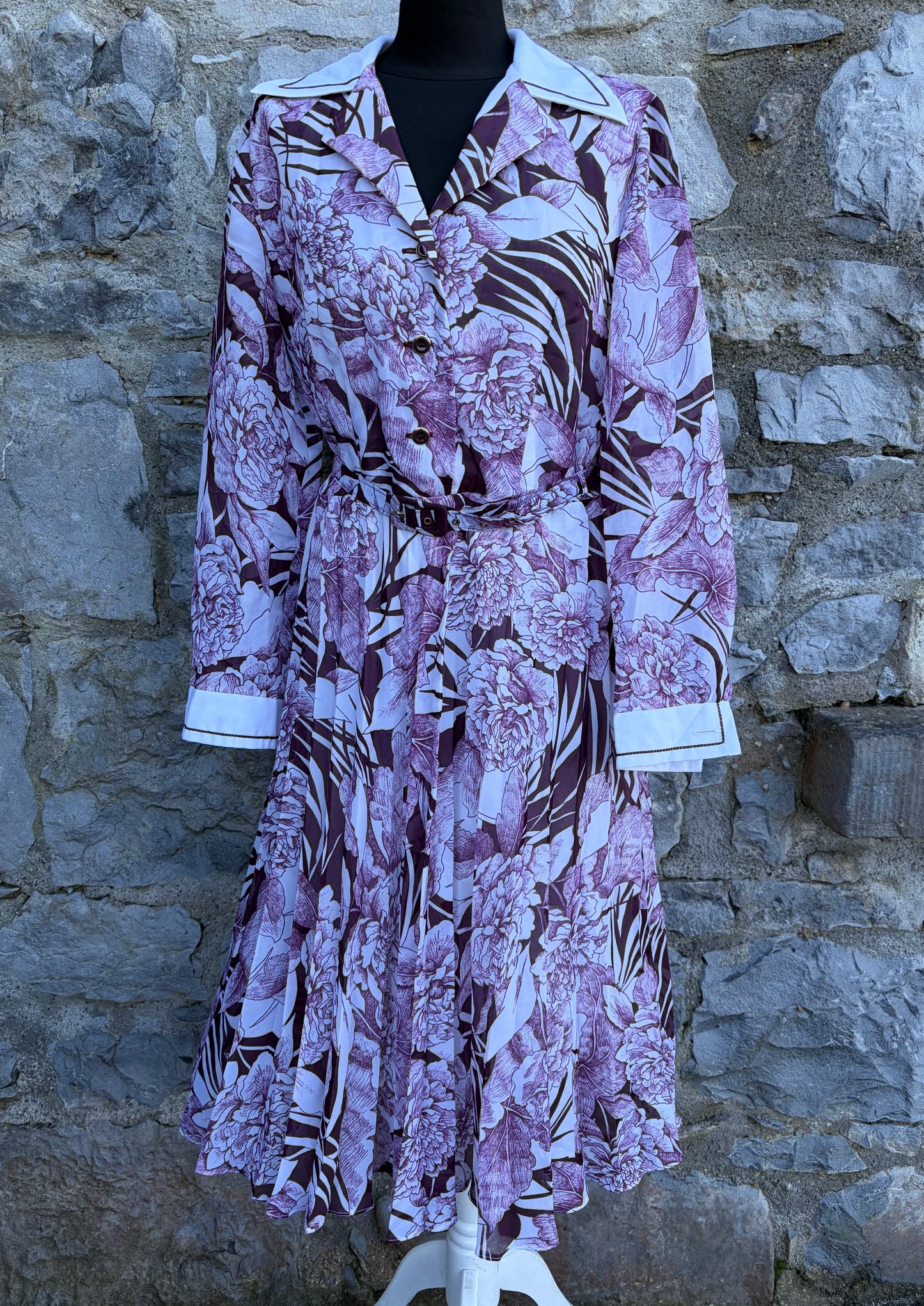 80s purple floral dress uk 12