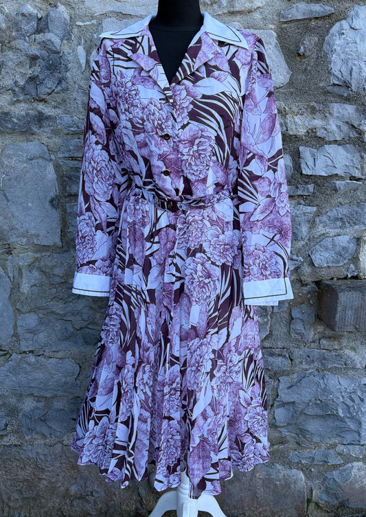 80s purple floral dress uk 12