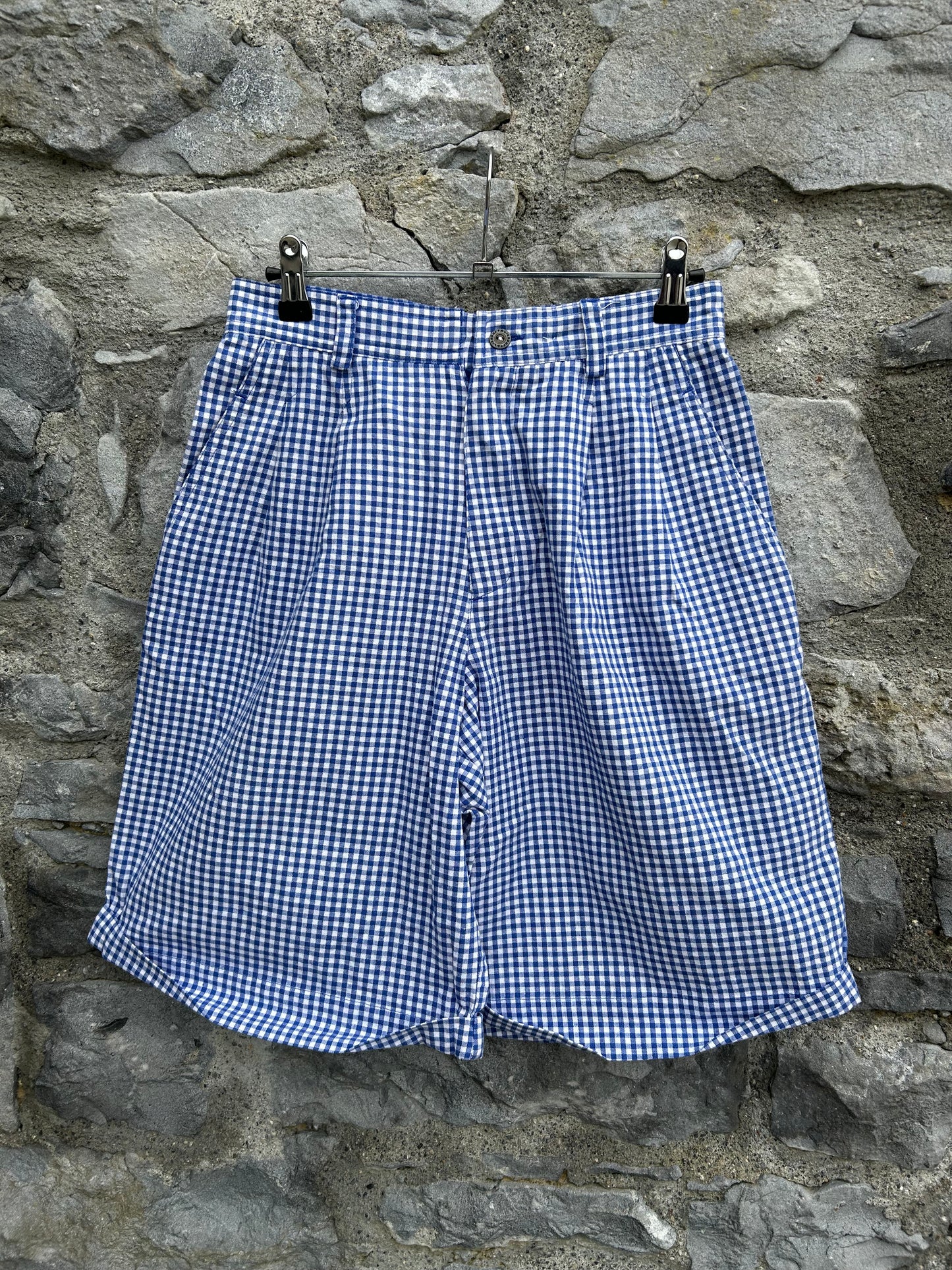 90s blue check shorts uk 8