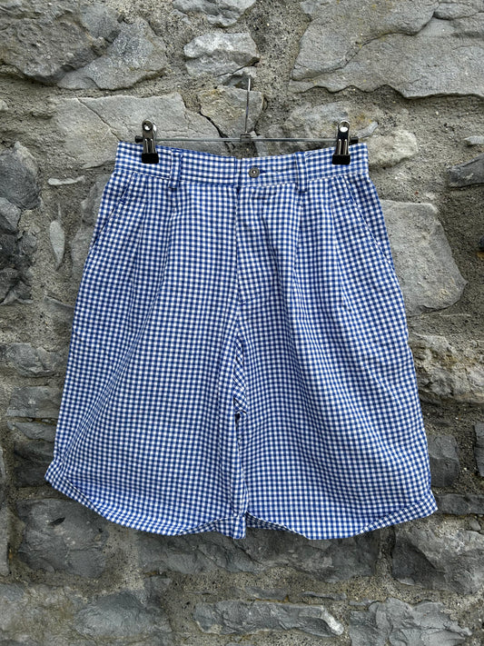 90s blue check shorts uk 8