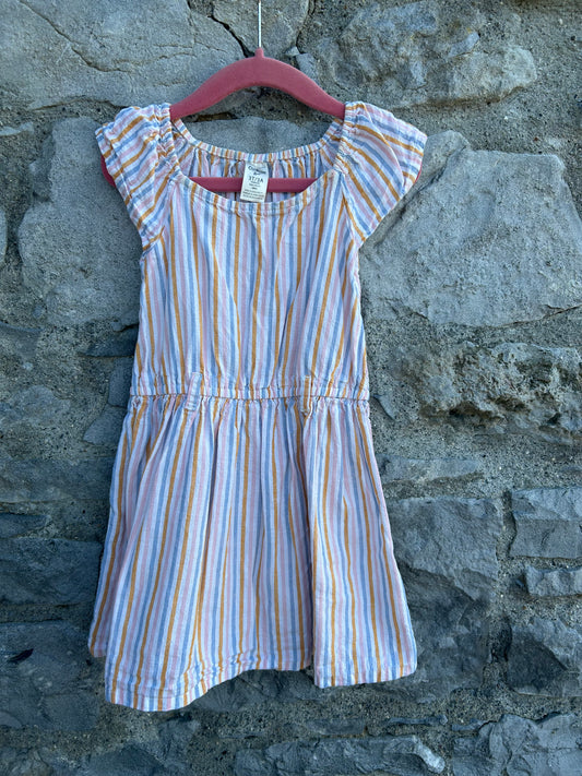 Pink&orange Stripy dress  2-3y (92-98cm)