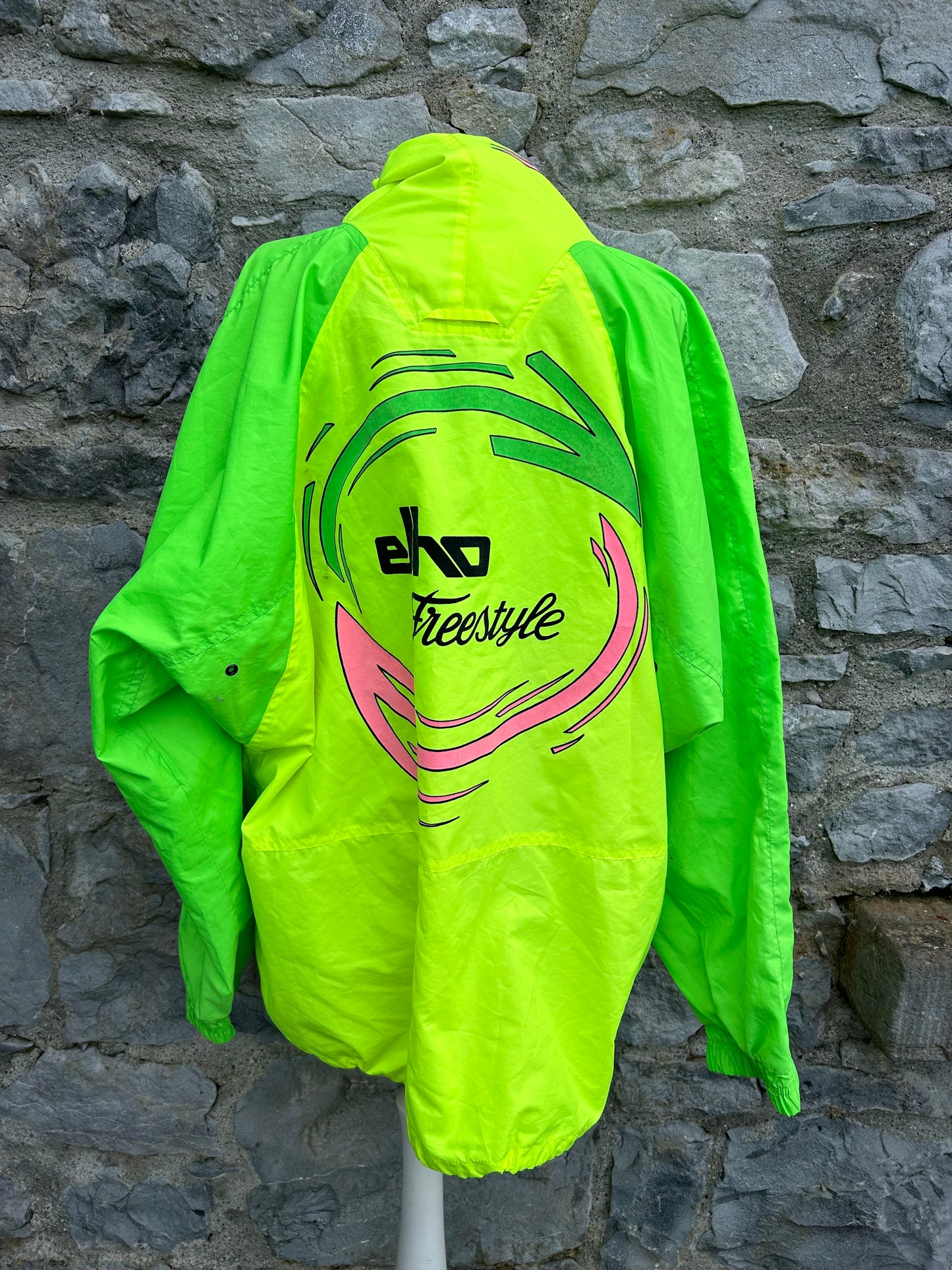 90s green neon half zip jacket Large