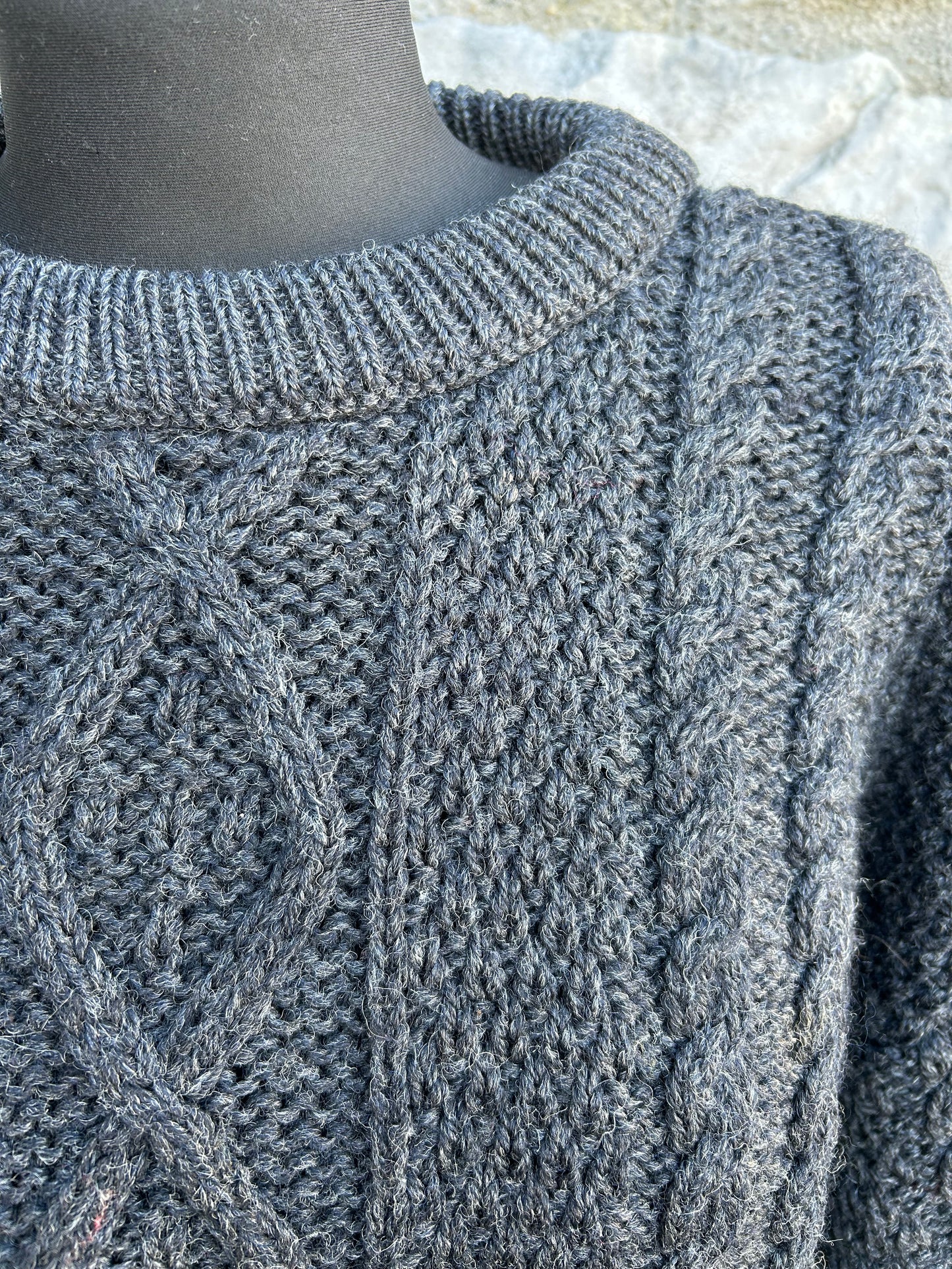 Dark grey Aran style jumper M-L