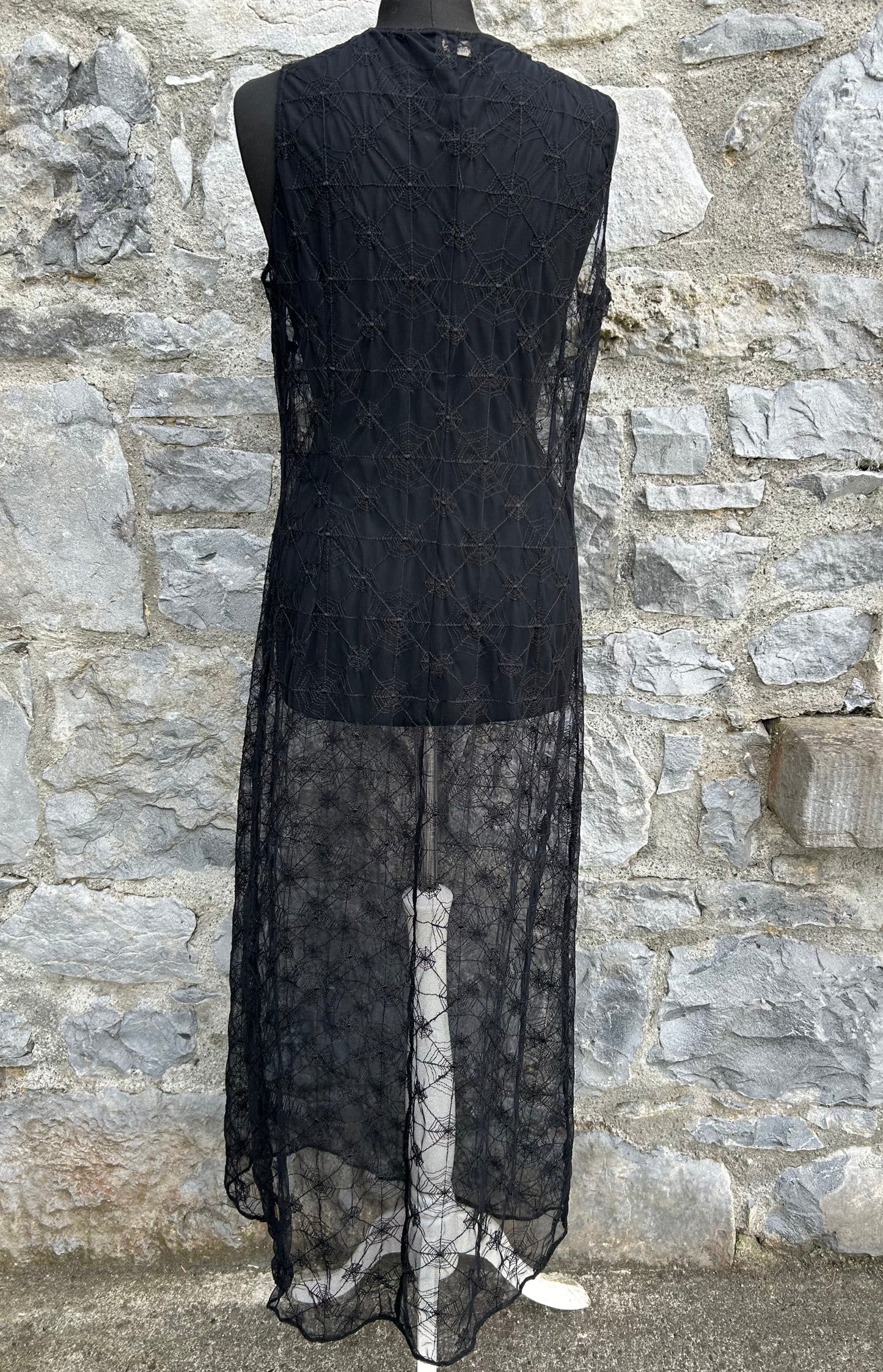 Y2K black sheer spiderweb dress uk 12-14