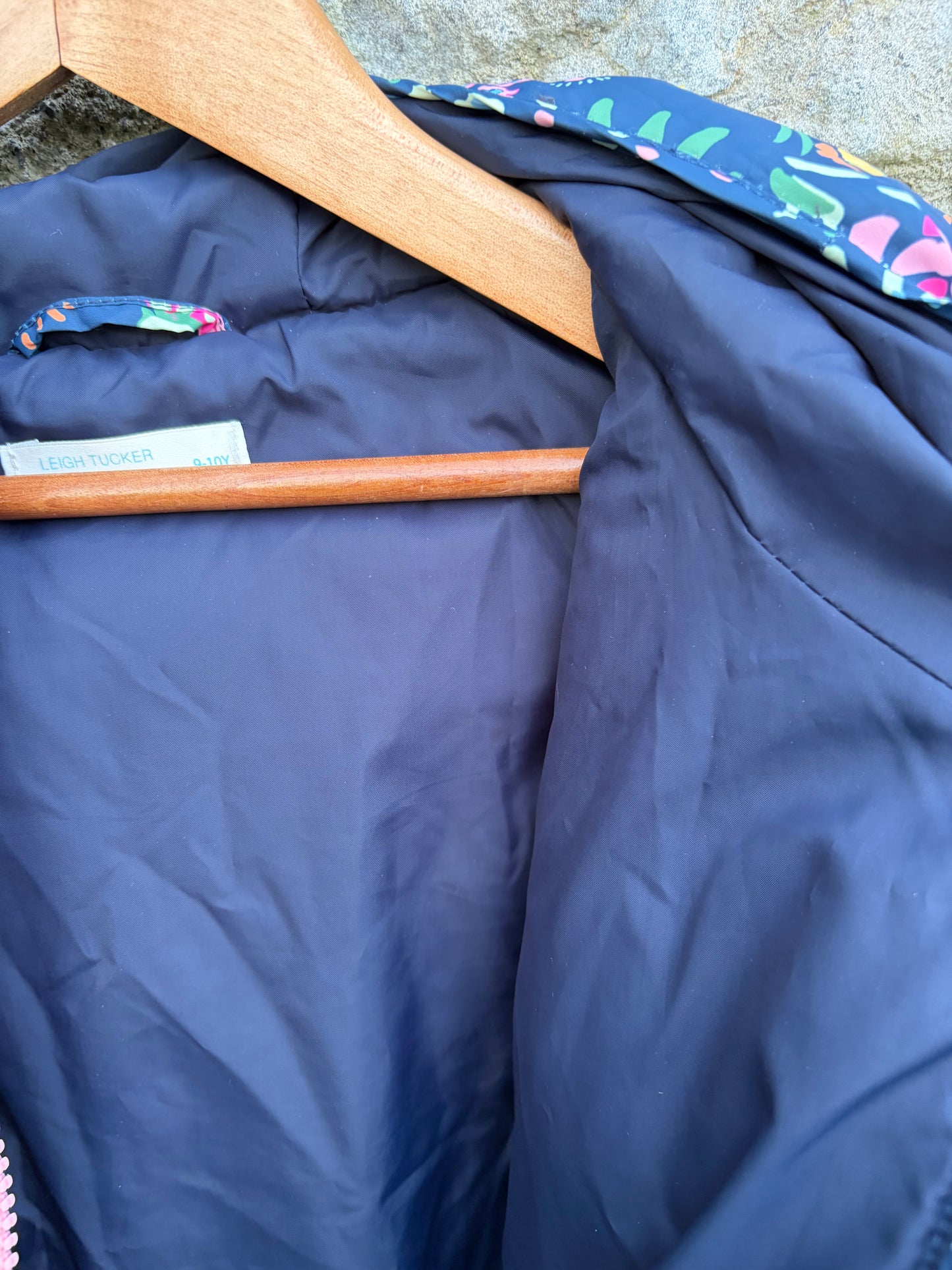 Blue floral puffy jacket  9-10y (134-140cm)