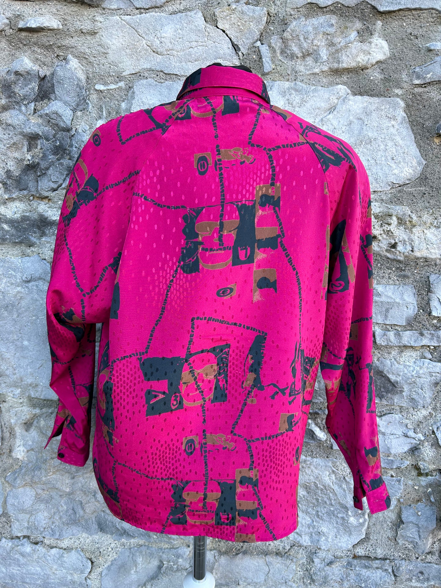 80s pink abstract shirt uk 10-12