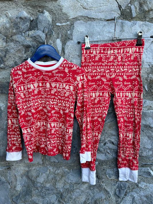 Nollaig Shona red panel pjs  4-5y (104-110cm)