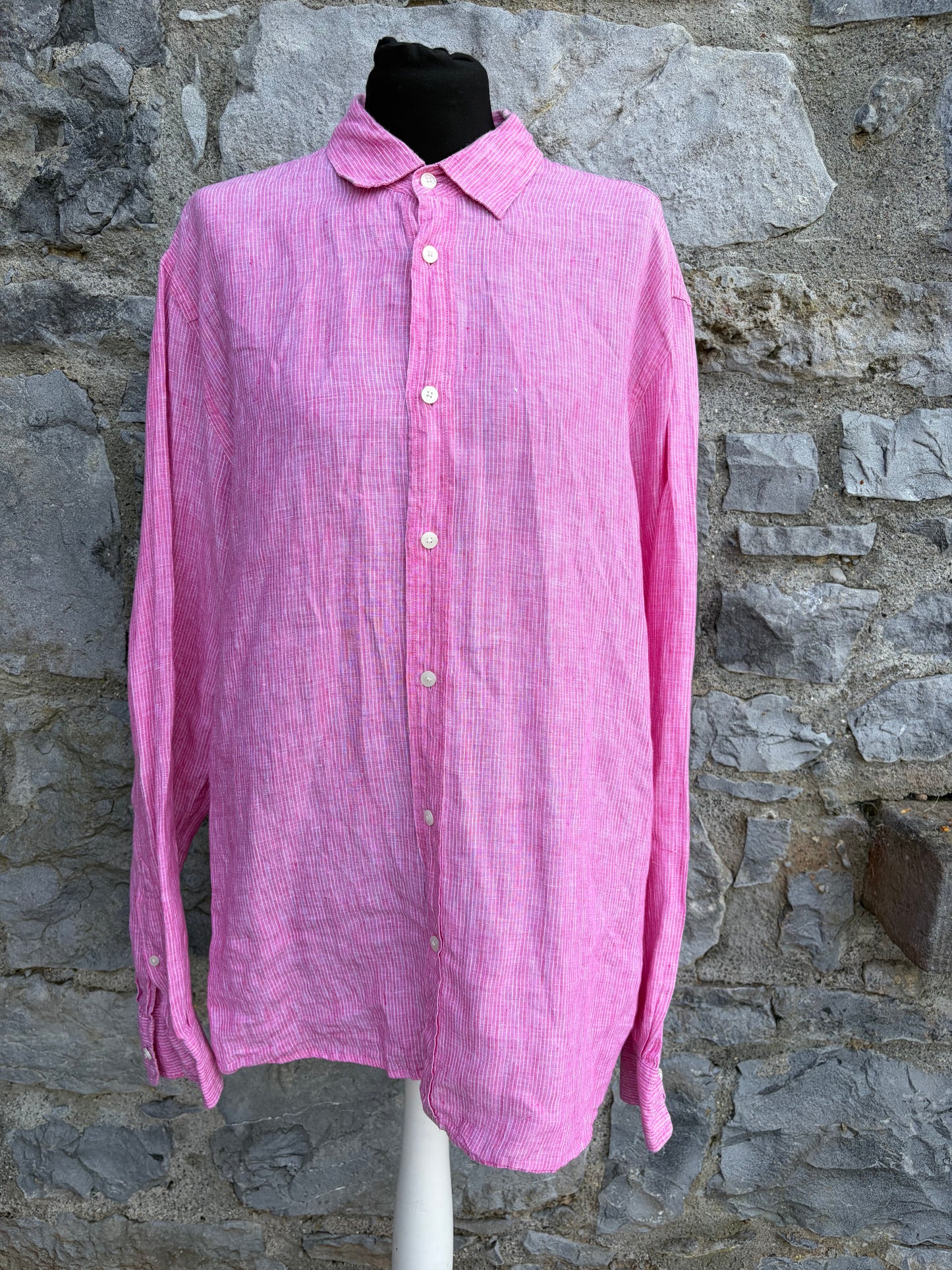 Pink stripy linen shirt  Large