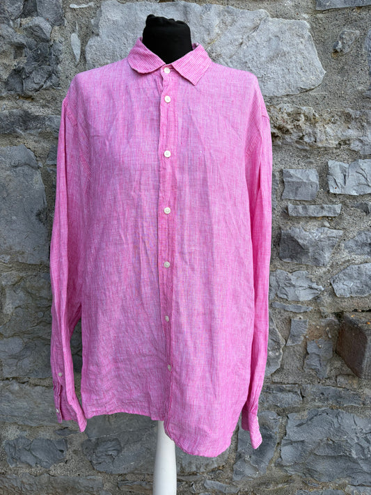 Pink stripy linen shirt  Large