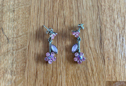 Pink flower earrings