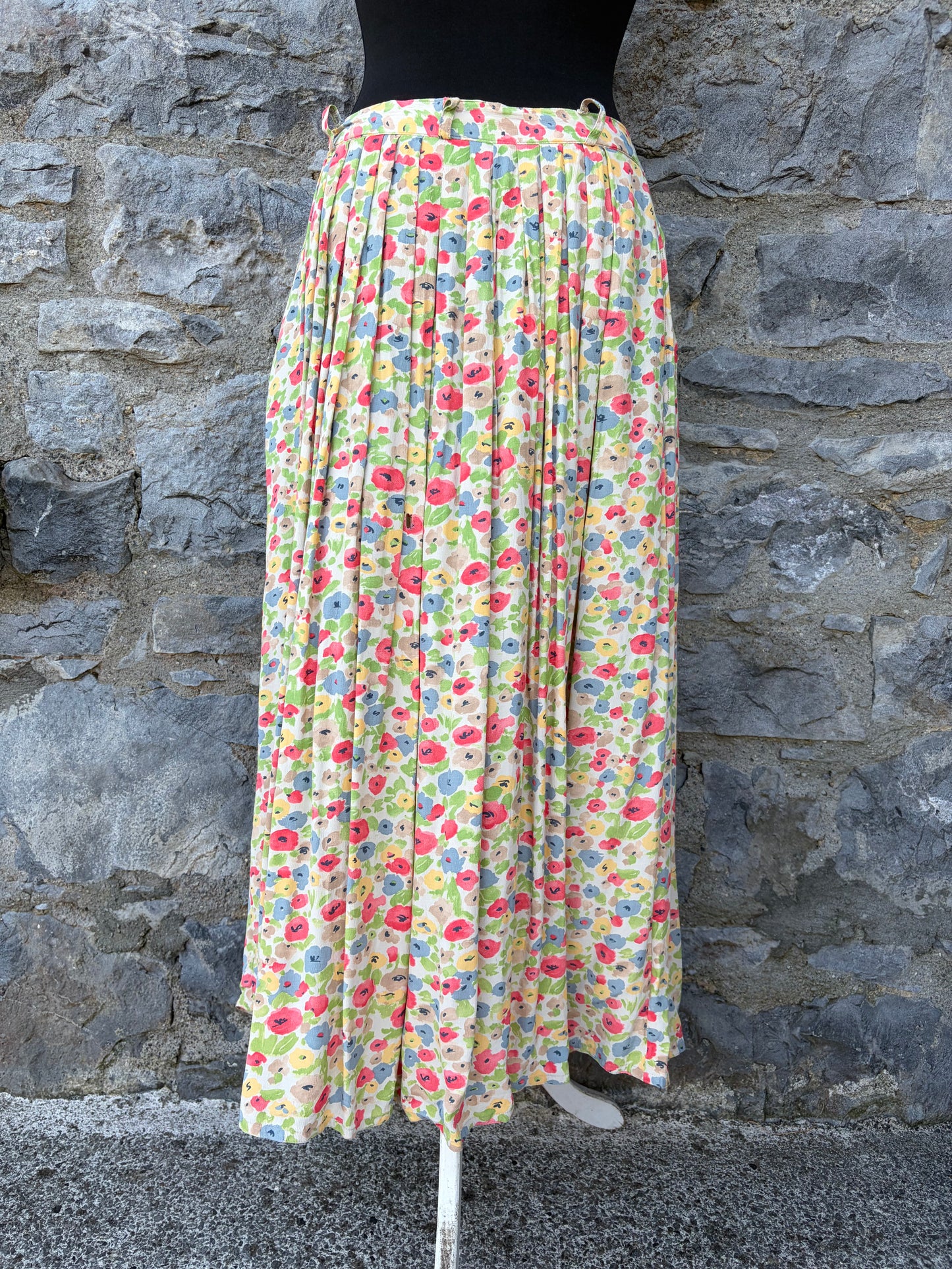90s colourful flowers button up skirt uk 12