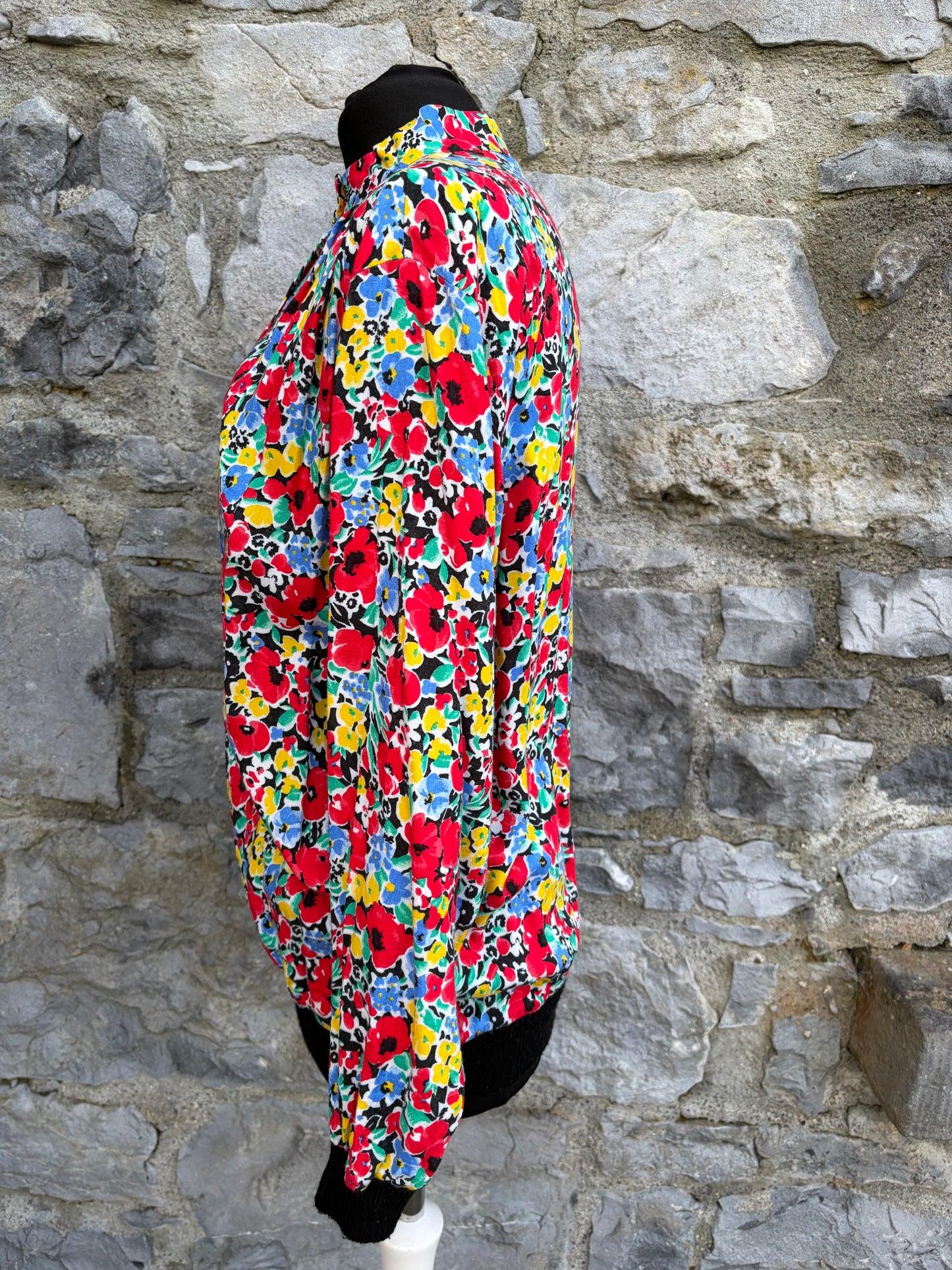 80s colourful flowers top uk 10-12