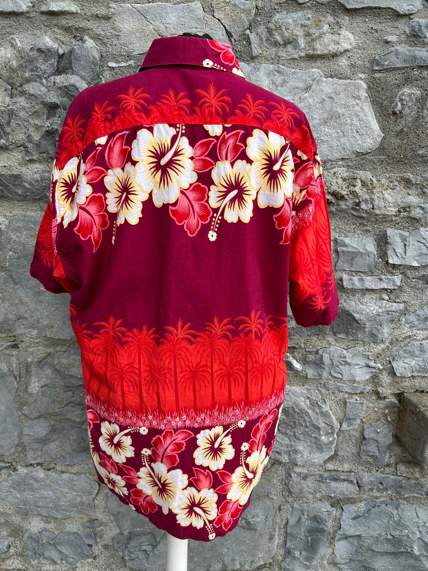 90s Red Hawaiian shirt Large