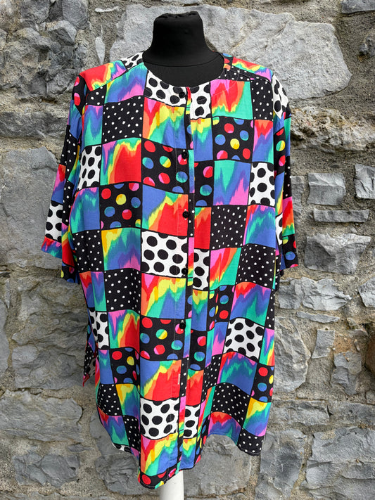 80s colourful patchwork shirt uk 16