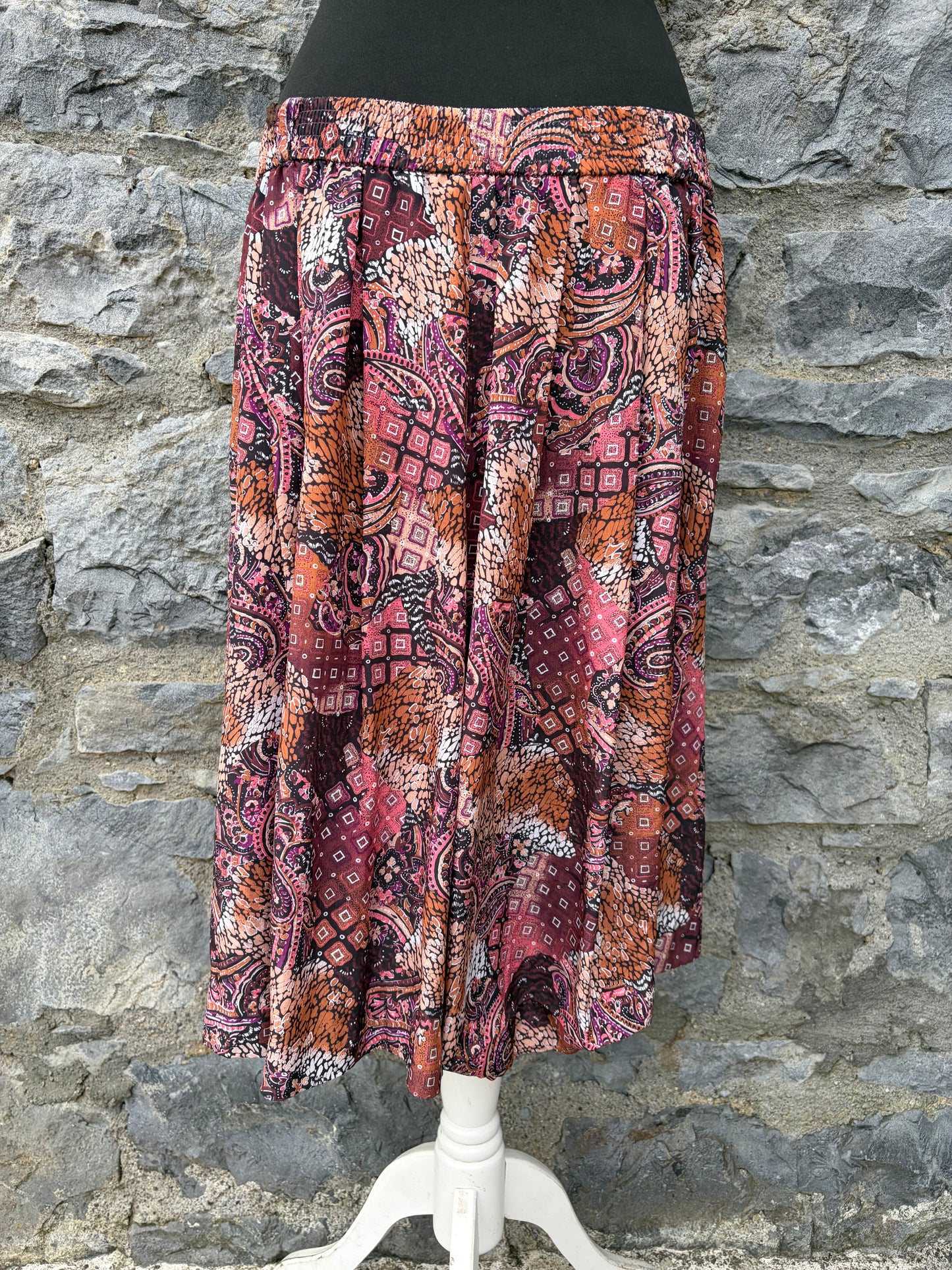 80s abstract maroon culottes uk 14-16