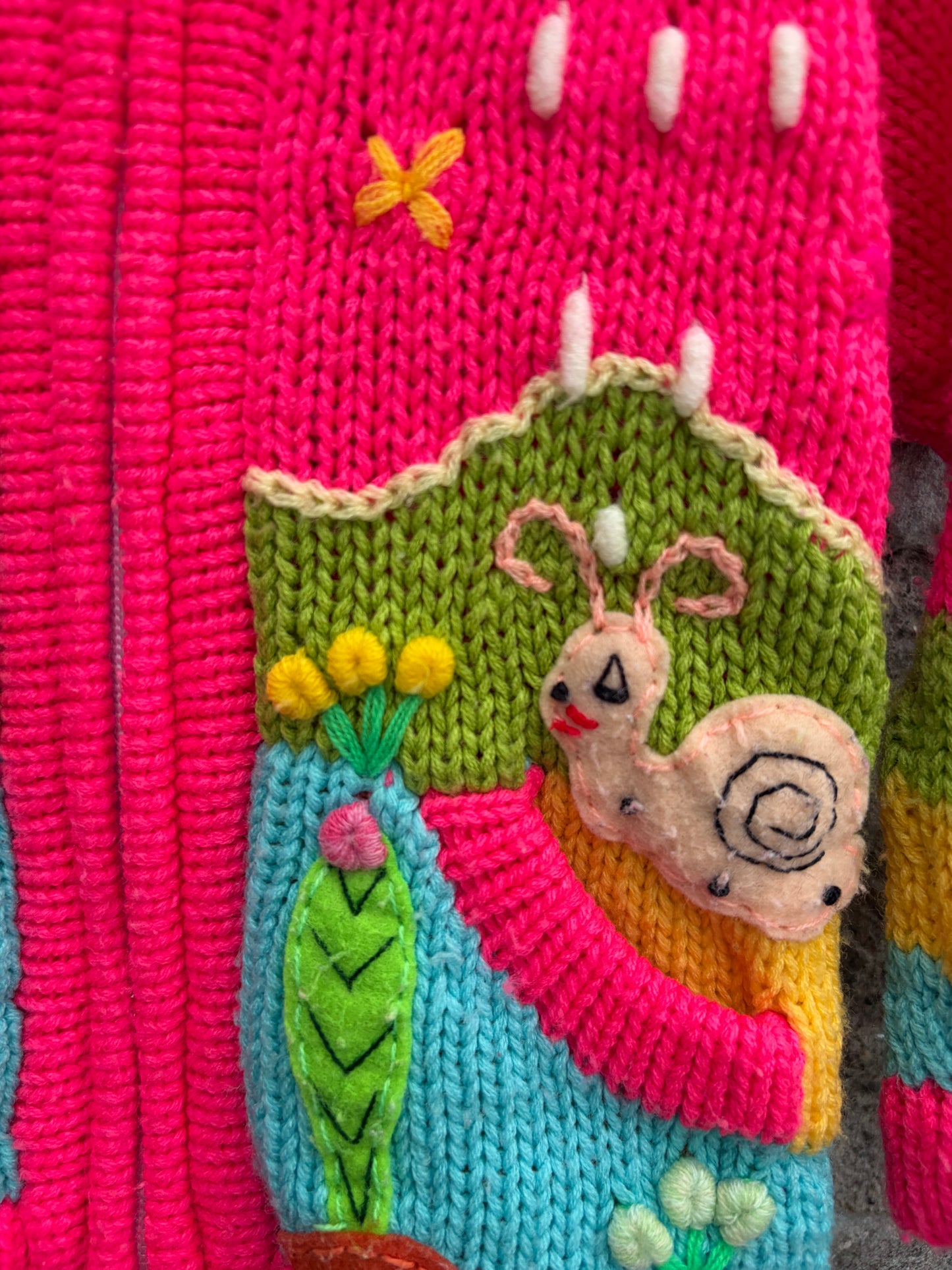 Neon pink Peruvian cardigan  9m (74cm)