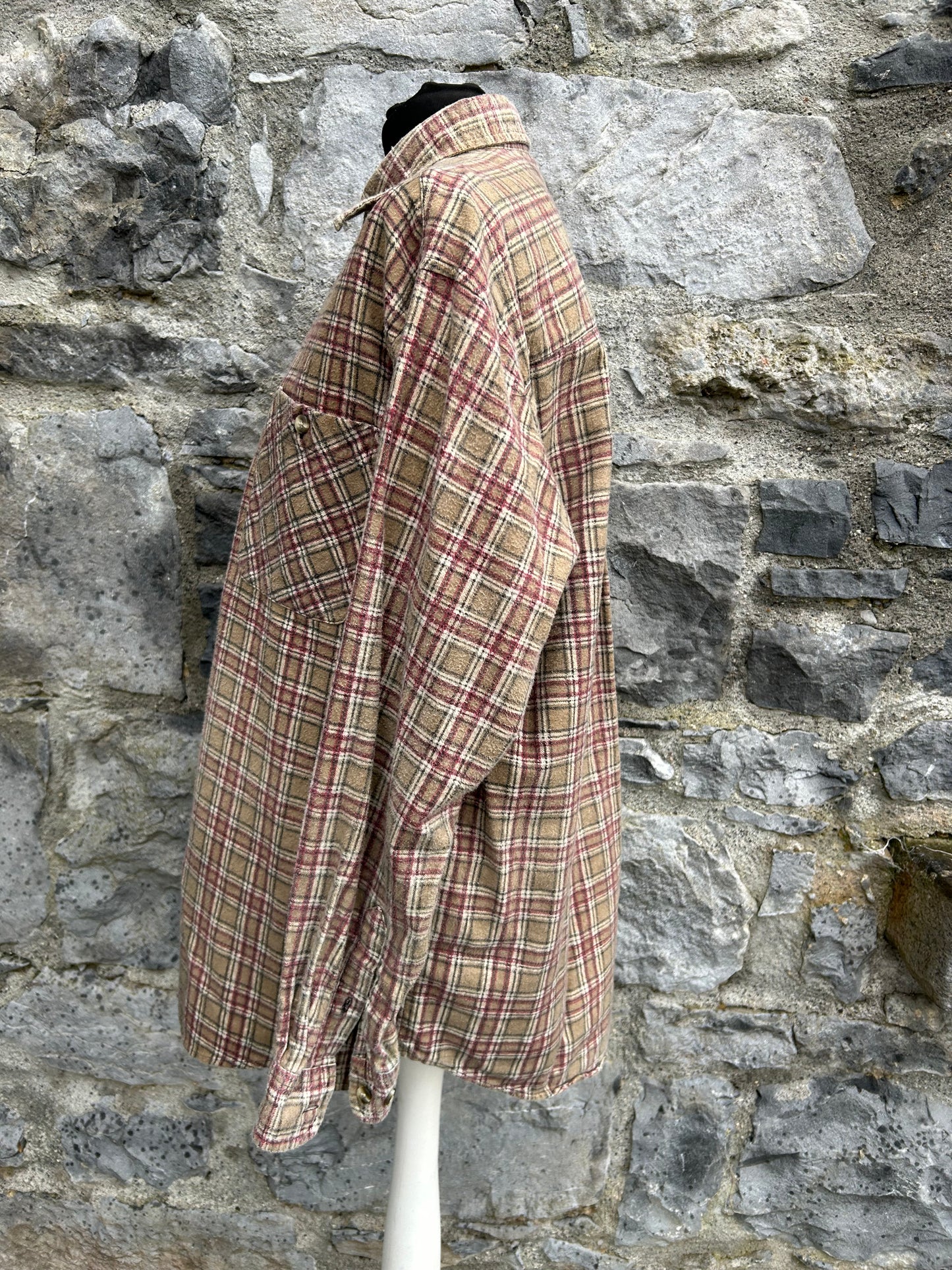90s brown check flannel shirt Large