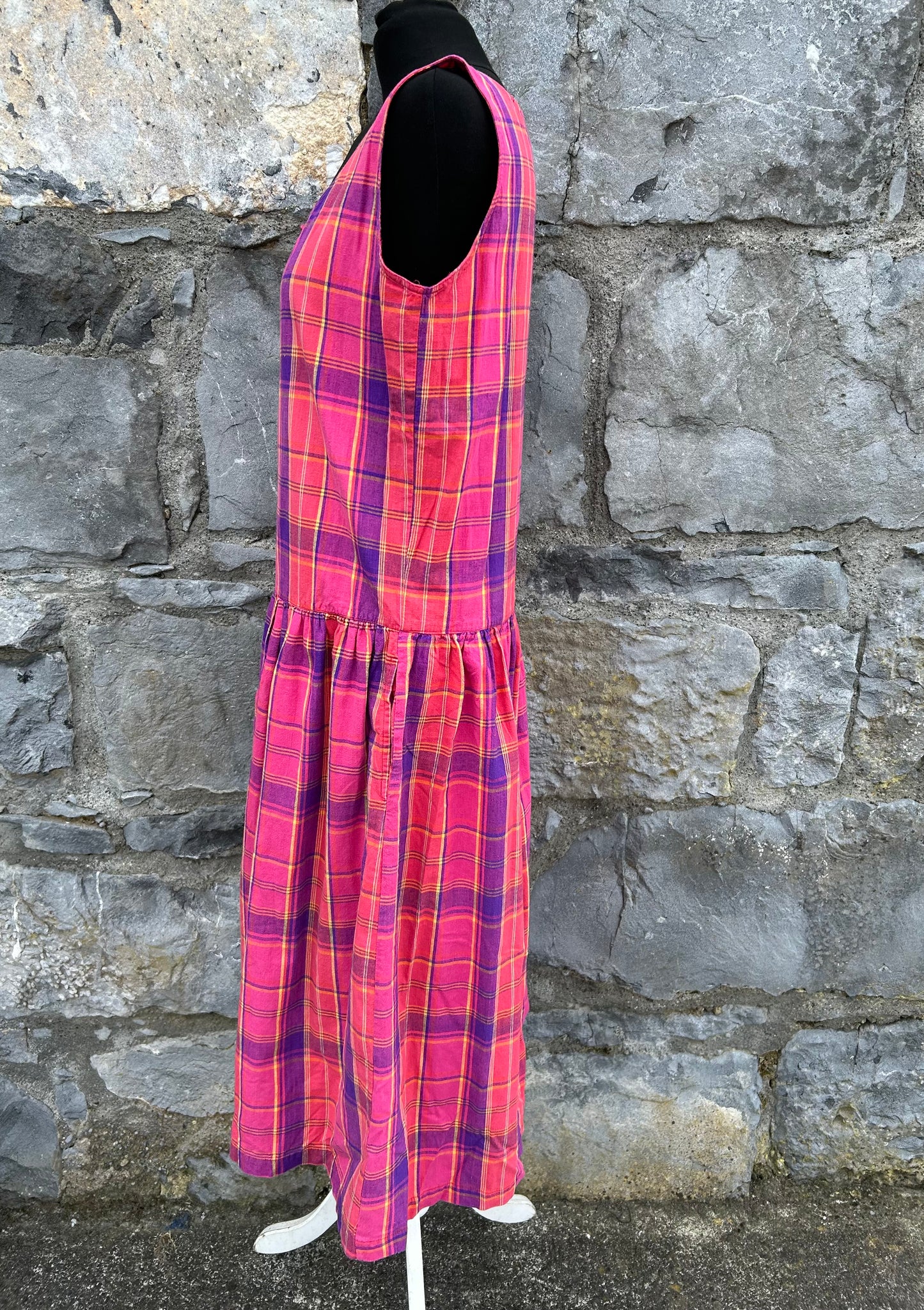 90s pink check dress uk 12