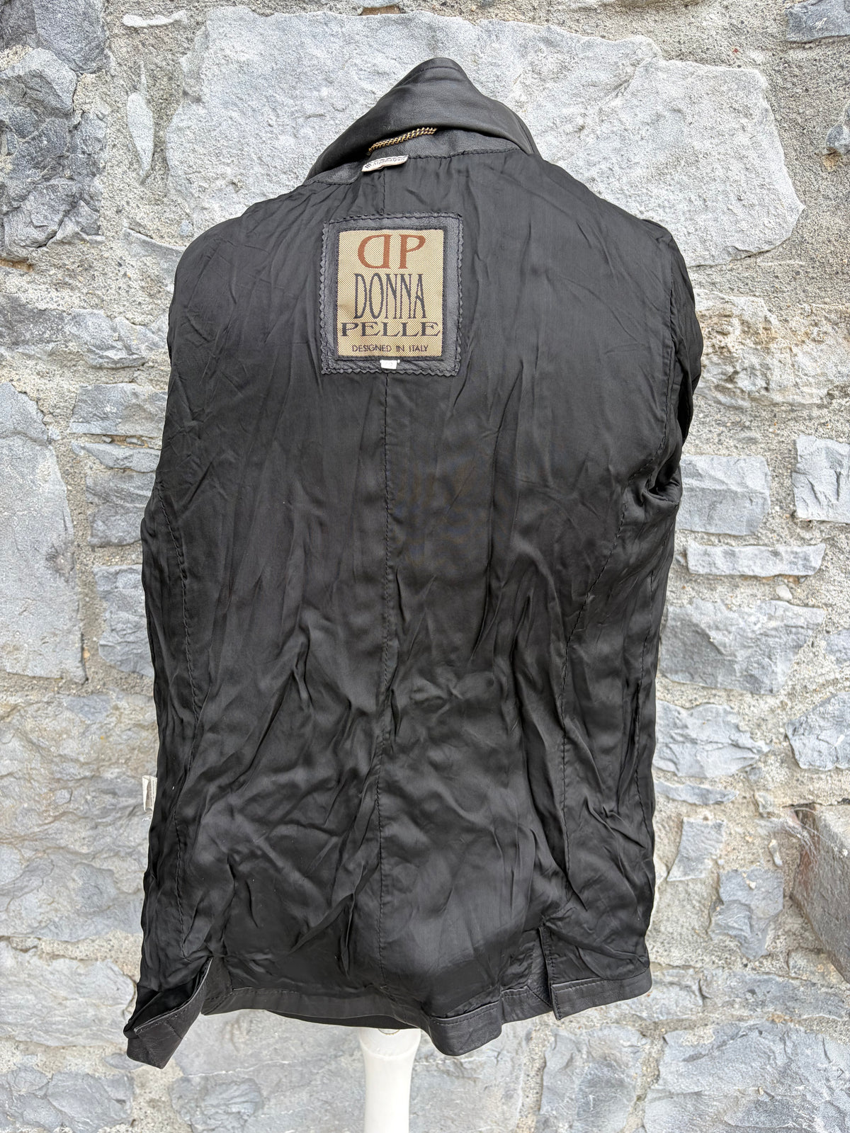 90s black leather jacket uk 8