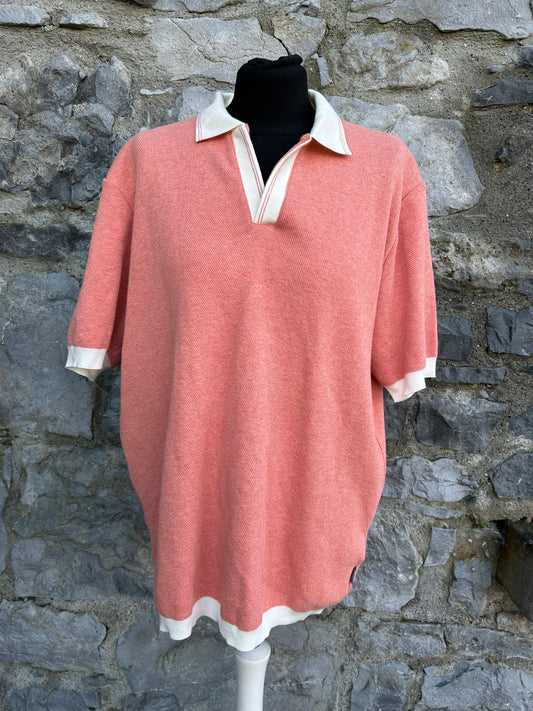 Orange knitted polo shirt Large