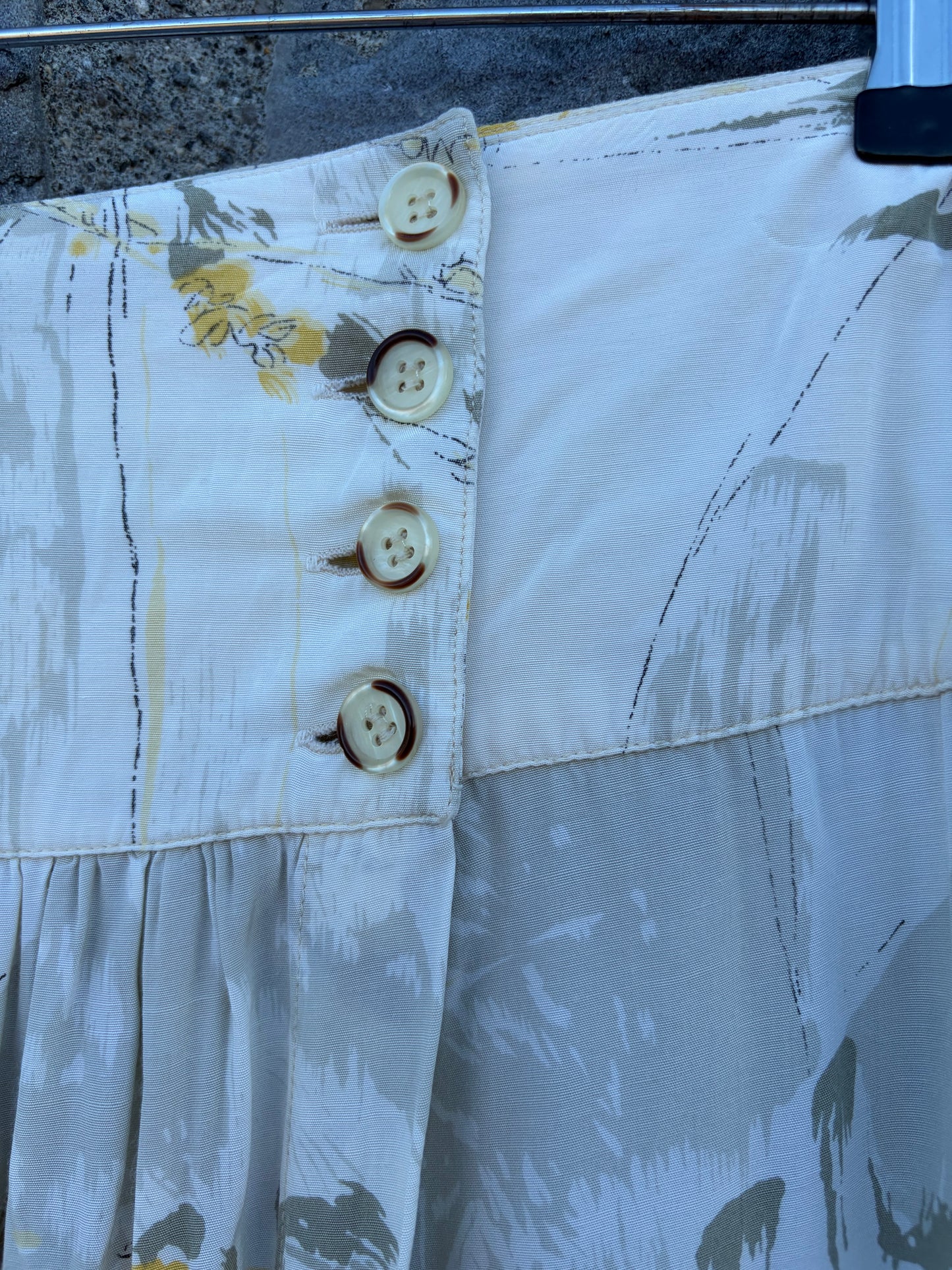 80s beige floral wrap skirt uk 12