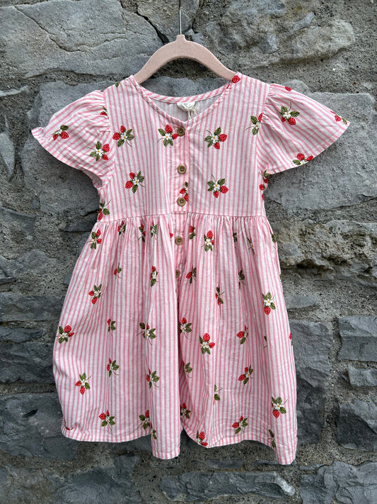 Strawberry red stripy dress  2-3y (92-98cm)