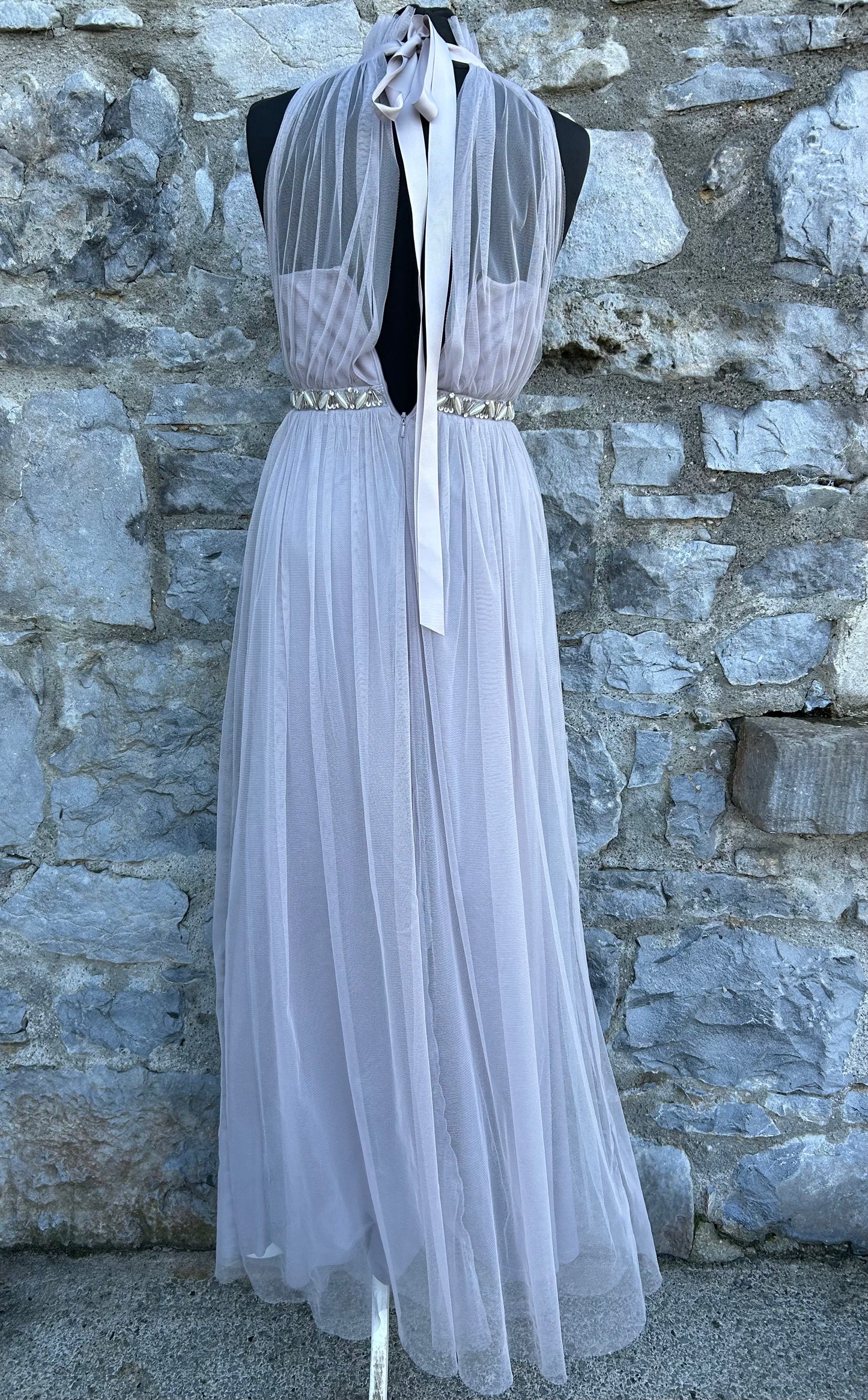 Grey tulle maxi dress uk 6