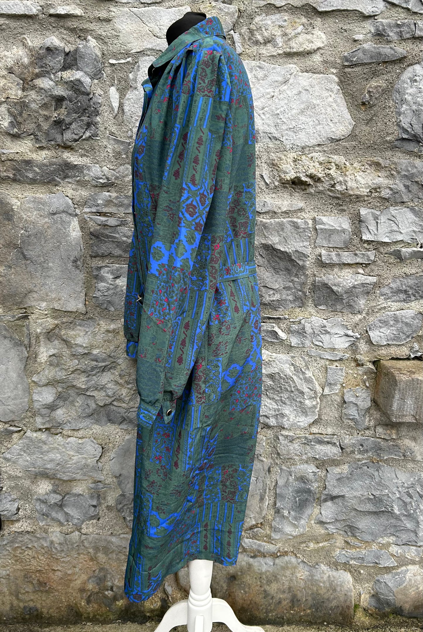 80s blue&green dress uk 16-18