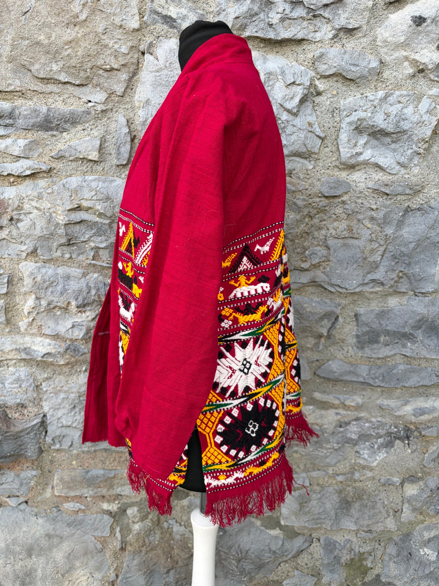 90s Peruvian embroidered open cardigan uk 8-10